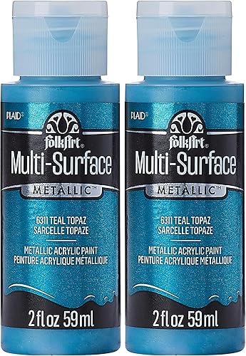 Miniatura 40 de FolkArt Pintura metálica multisuperficie en varios colores (2 onzas), malaquita metálica