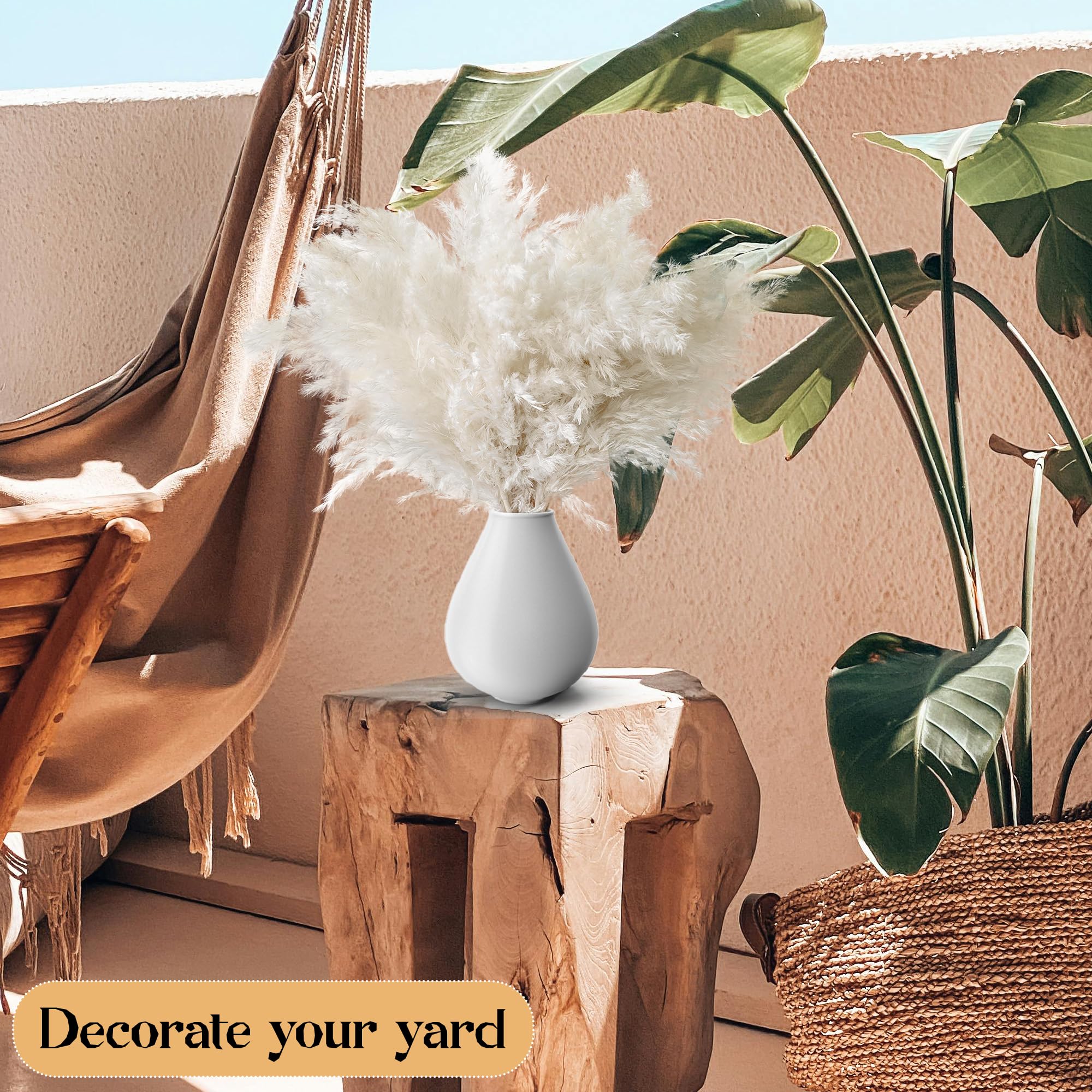 Kocat, 40 pezzi di erba della pampa bianca, decorazione per la casa, elegante decorazione bohémien, aste per pampa di alta qualità, perfette per casa, asilo nido, matrimoni, tavoli e decorazioni