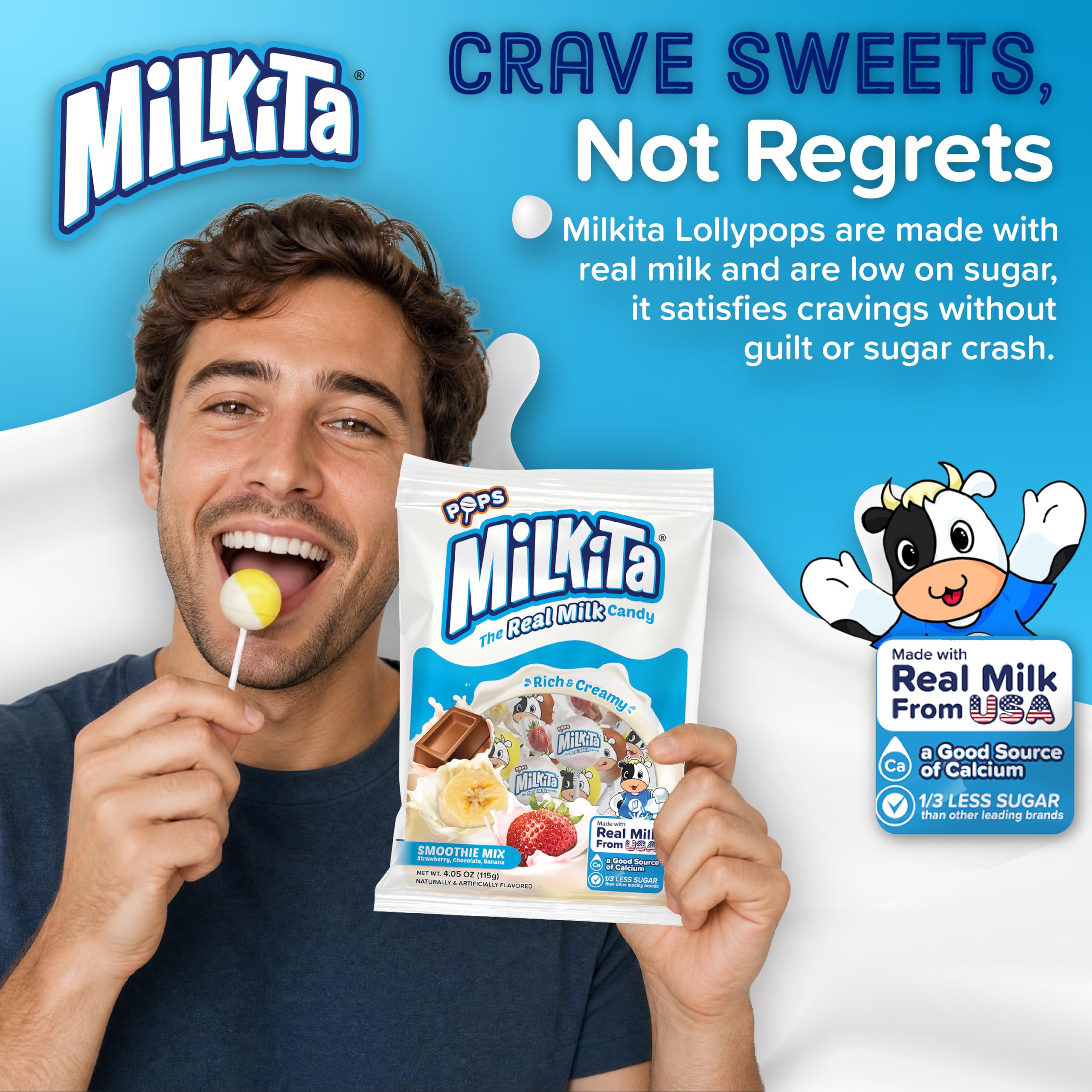 Amazon.com : Milkita Real Milk Candy Lollipop Bag – Individually