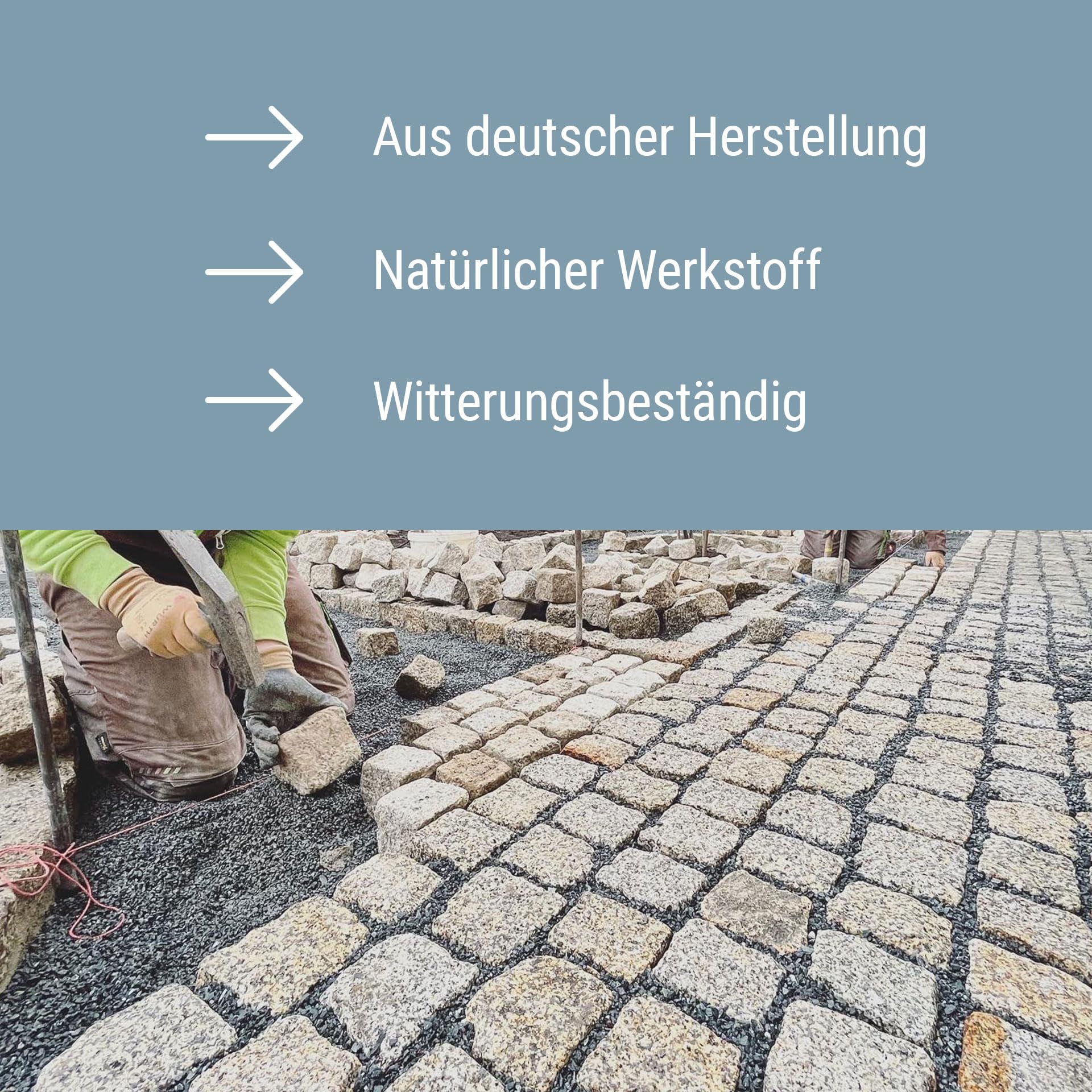 Schicker Mineral Granit Pflastersteine hellgrau 5x5x5 cm 25 kg, natürlicher Werkstoff, witterungsbeständiger Naturstein, frostbeständig, Mosaikpflaster