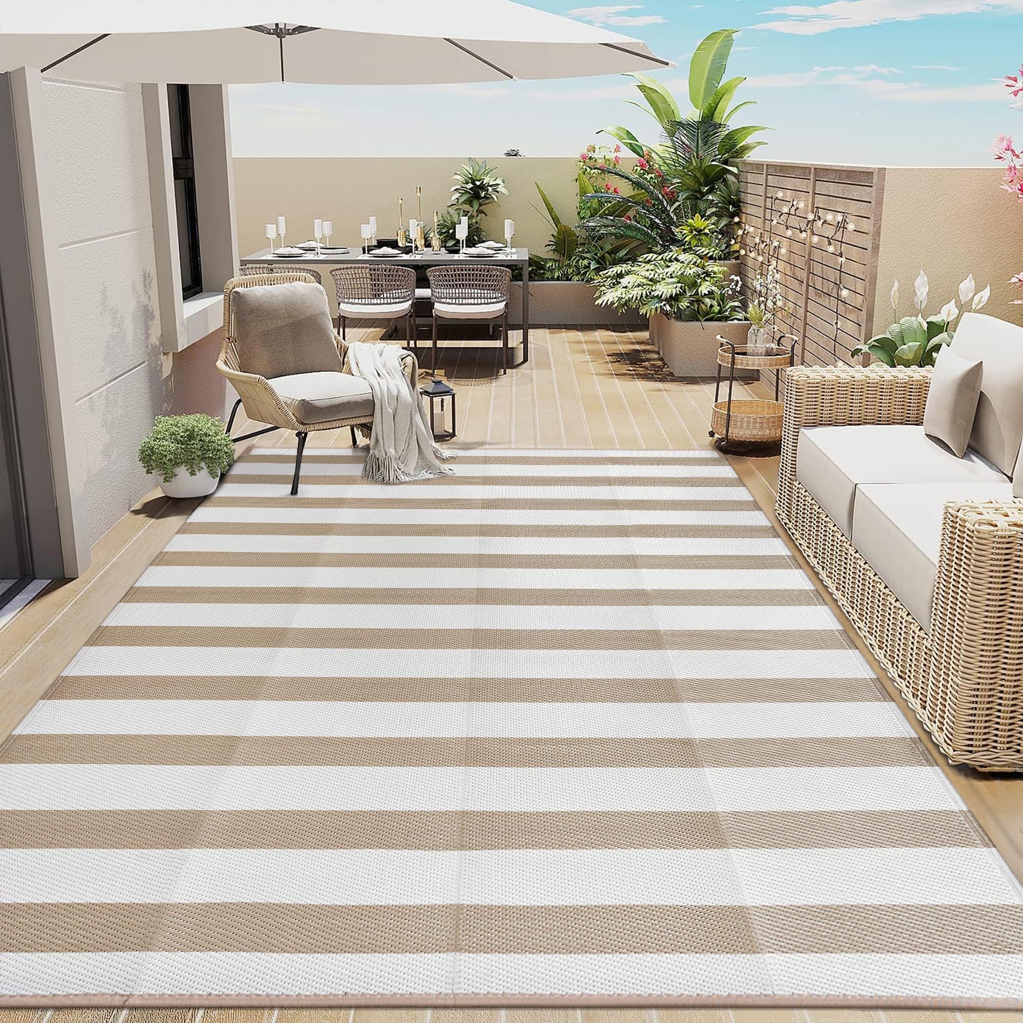 PureCozy Outdoor Waterproof Patio Rug 10x14