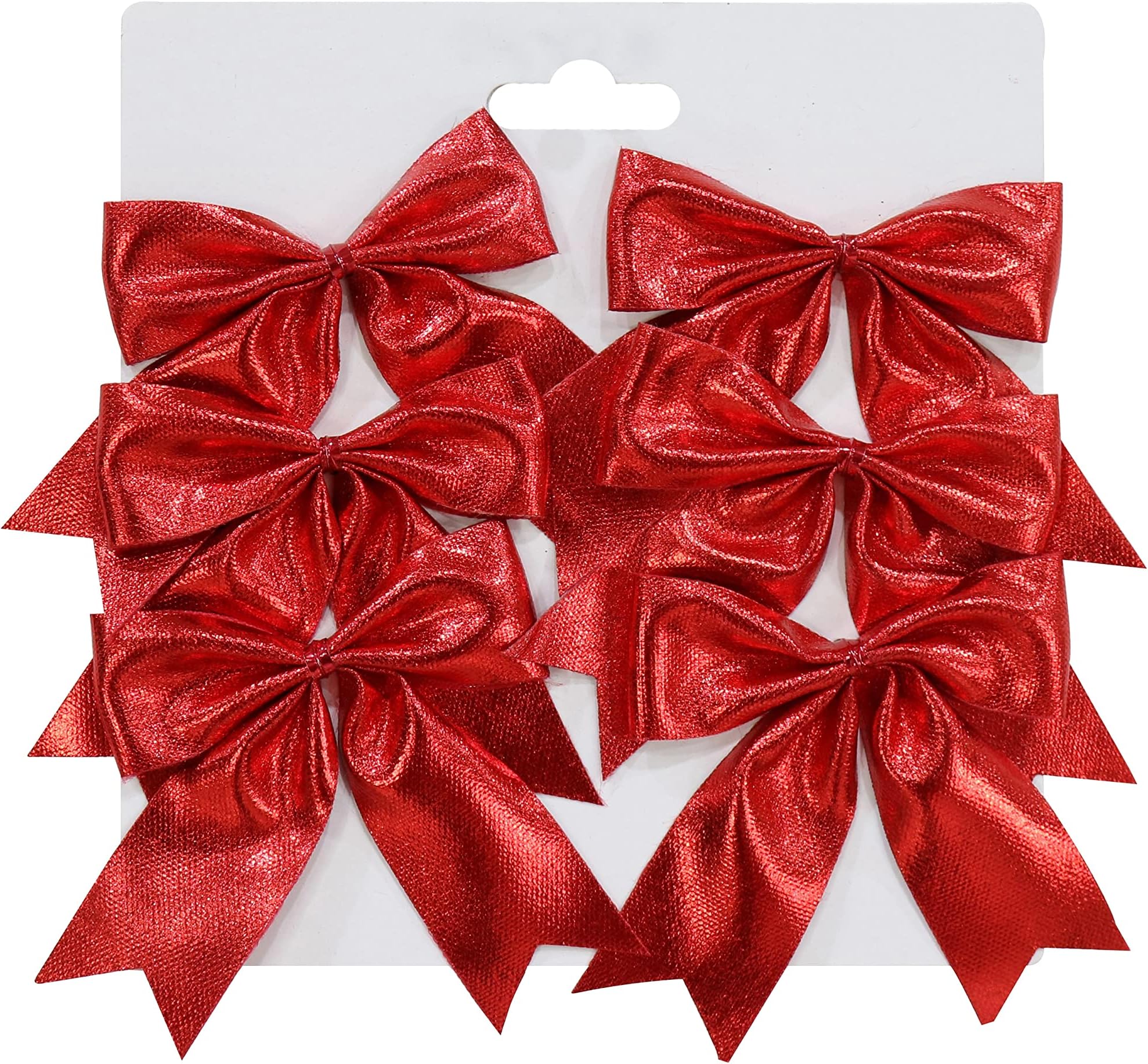 Itsy Bitsy Uncle Bills Metallic Mini Bows - Red, 6pc|Ideal for Christmas Party Decorations