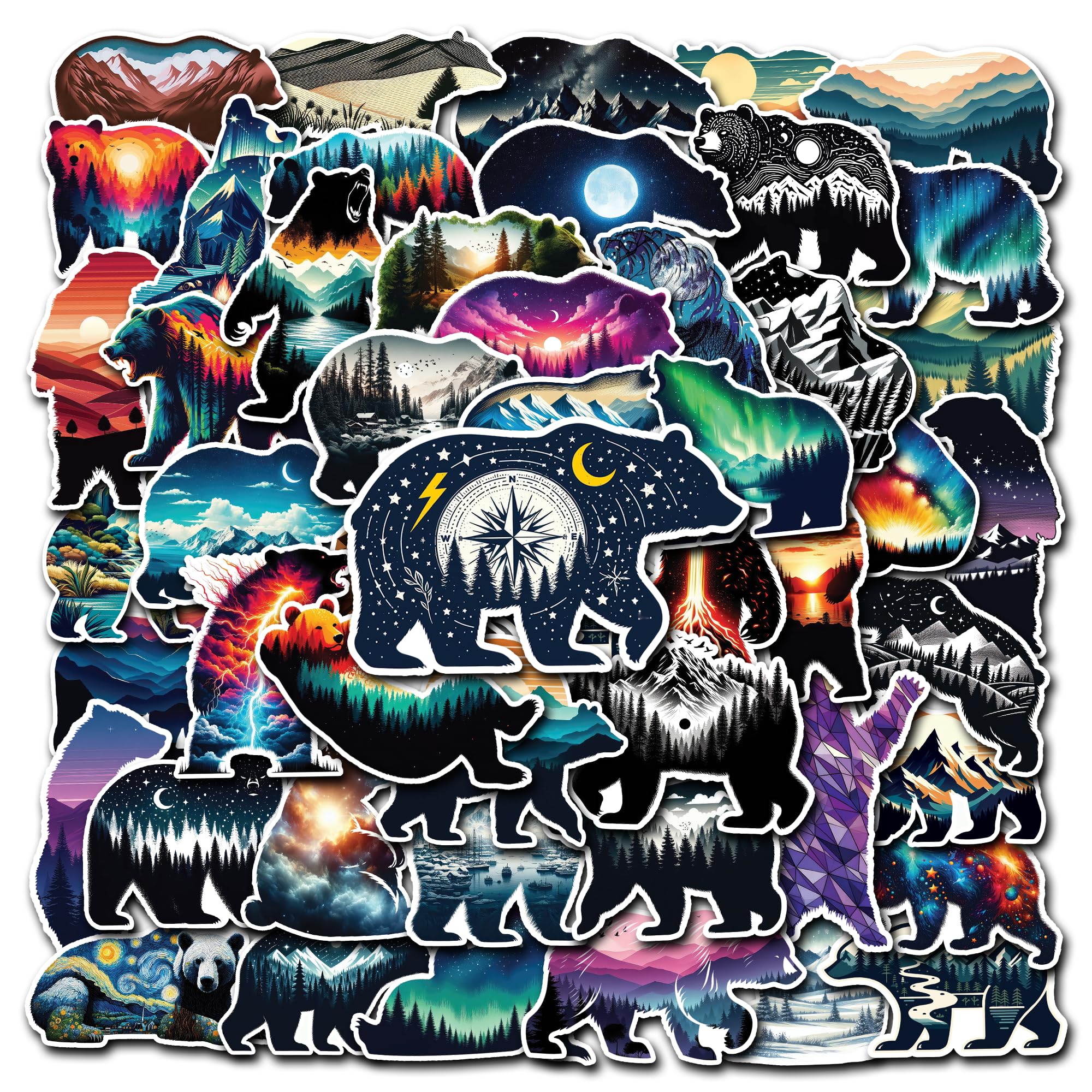 WESILY Pack 50 PCS Bear Stickers Waterproof Vinyl Decals Sticker Decorations Laptop Water Bottles Refrigerator Luggage Phone Bicycle Skateboard Gifts