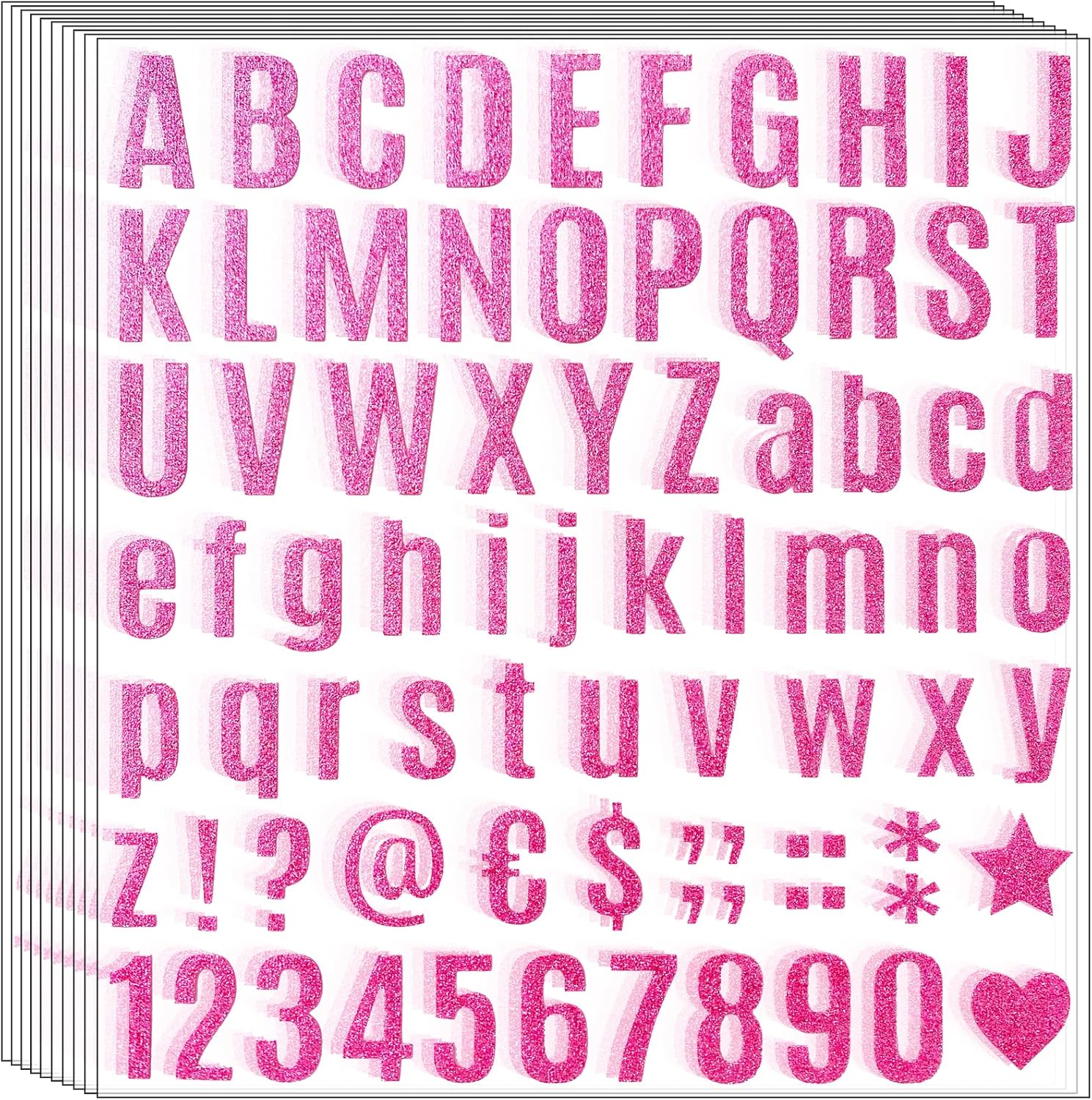 Waynoda 790 Pieces 10 Sheets Glitter Letter Stickers,Alphabet Number Stickers,Self