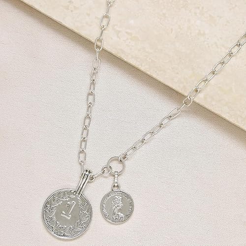 Miniatura 2 de Ettika Collares para mujer. Collar con colgante de moneda y cadena Simplicity chapado en oro de 18 quilates o rodio. Joyería de moda - Talla única,