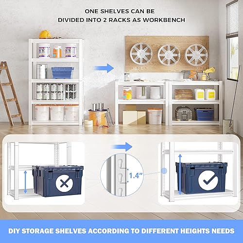 Miniatura 7 de Raybee Estantería de garaje ajustable para garaje, estantería de metal de 4 niveles, estantes de metal industriales para almacenamiento, estante de