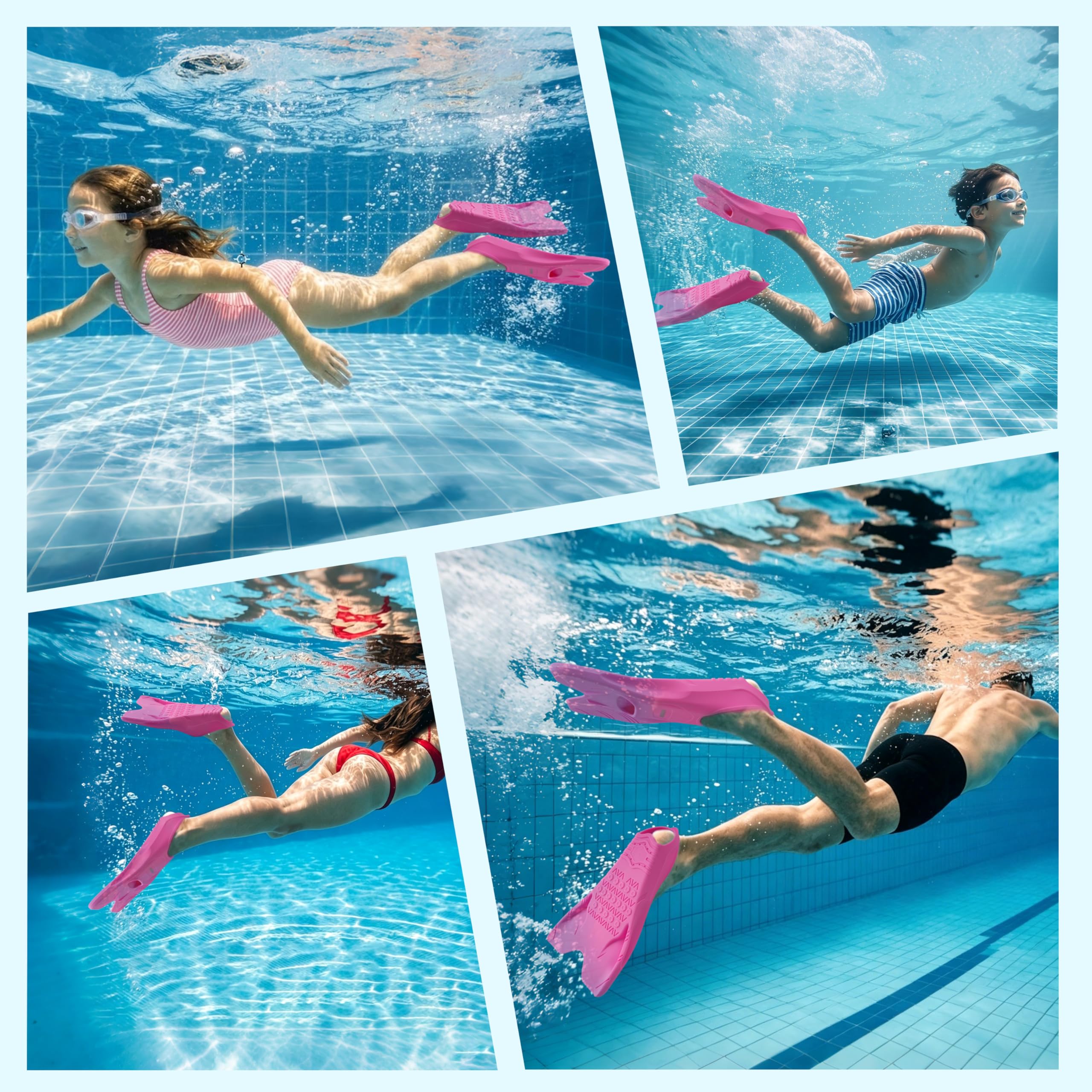 Hikeen Pinne Corte da Nuoto con Tallone Aperto, Pinne in Silicone Puro per Adulti e Adolescenti, Pinne per Snorkeling con Punta Aperta e Bassa Resistenza, Include Borsa a Rete