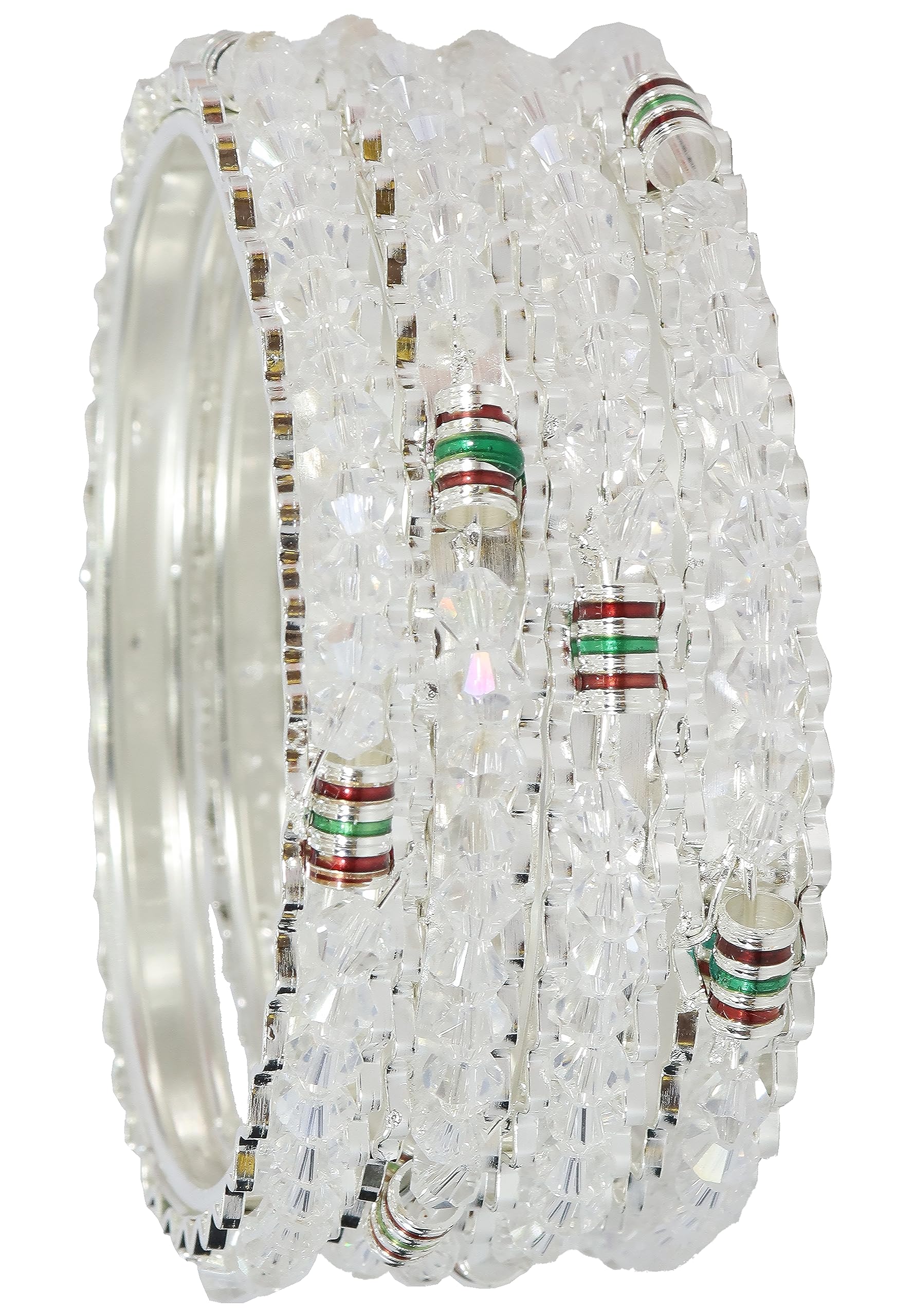 NMII Alloy Metal Silver Bangles Set For Girls and Women Studded Pearls & Beads| Fancy Stylish Bangles | Metal bangles | Womens Bangle | (Pack of 4), (MAH53_10490-Silver-2.4) (B0CD5W9NN6) Amazon Price History, Amazon Price Tracker