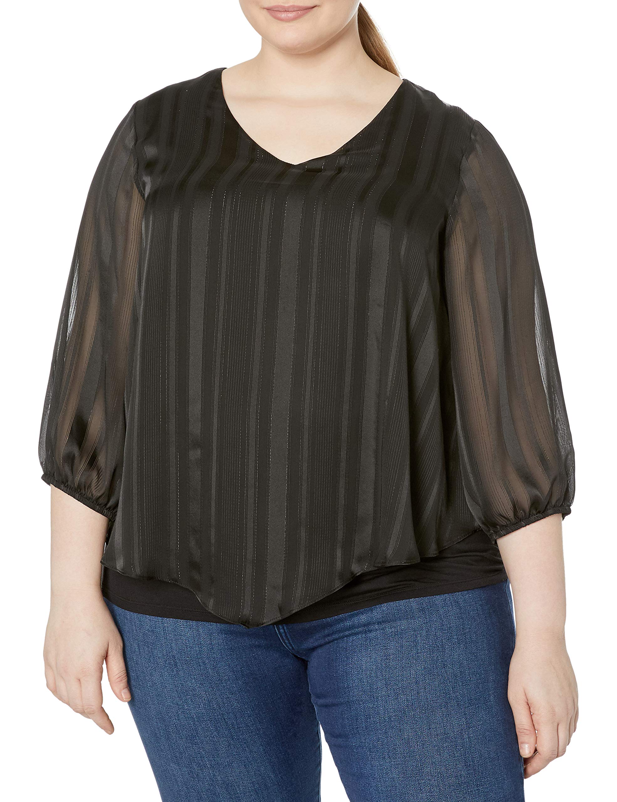 AGBWomen's Plus Size Popover Top Blouse