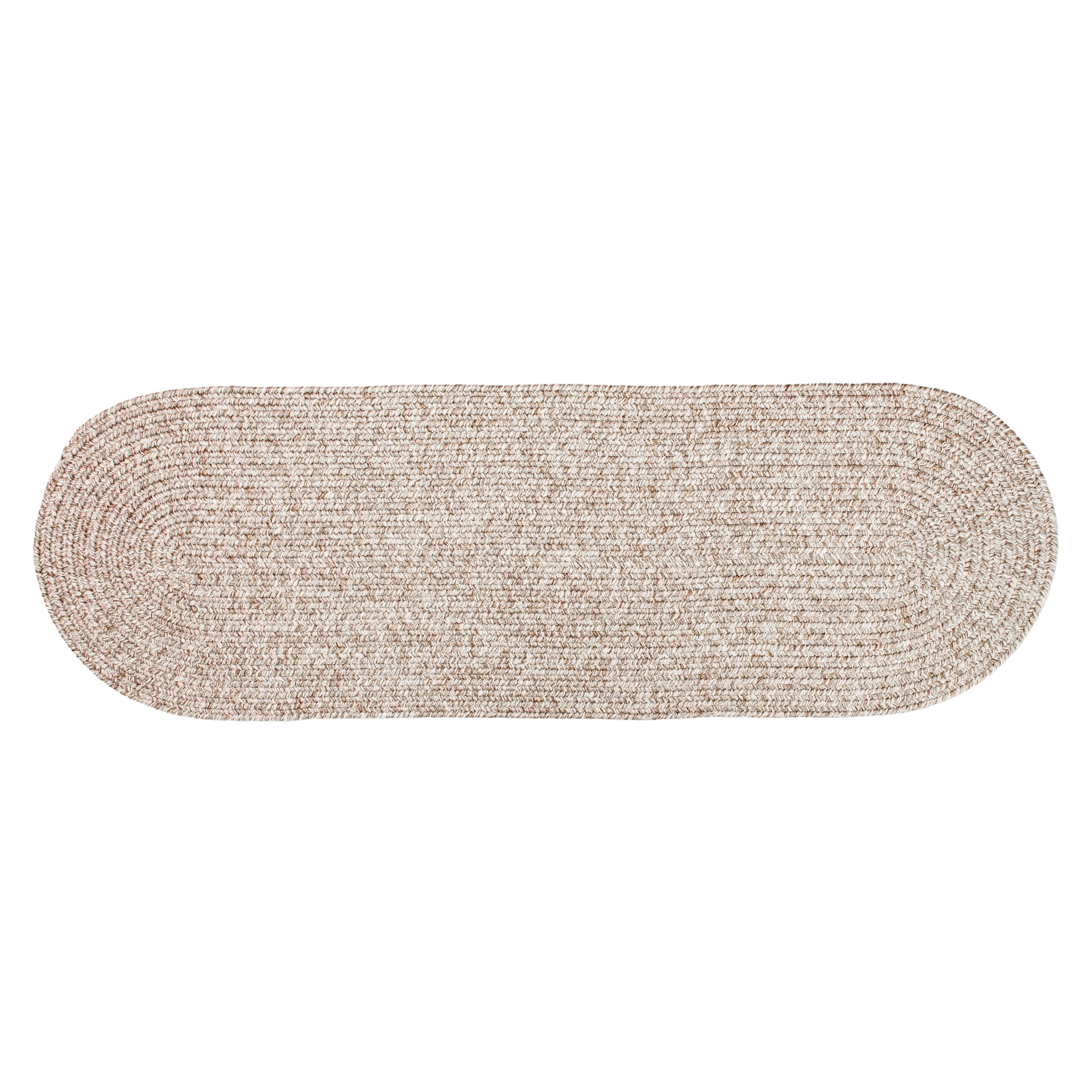 Super Area Rugs Beige Woven Braided Rug Rustic Living Indoor/Outdoor Braided Rug - Soft & Reversible Runner 2' x 10'