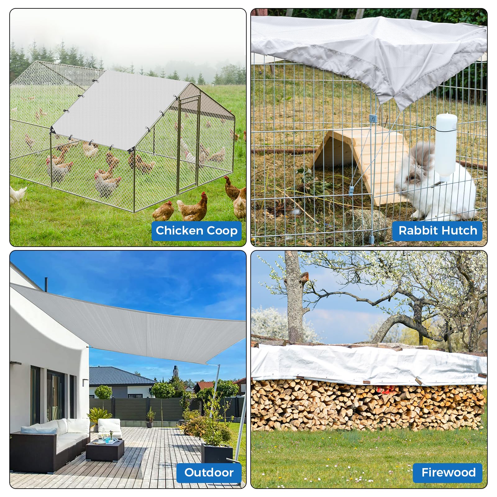 3,5×2 m Chicken Coop Cover, Allwetter-PE-Sonnenschutz, wasserdicht & UV-beständig, Winterdeckel für Hühnerläufe mit 20 Kugelgummischnüren, geeignet für große begehbare Hühnergehege