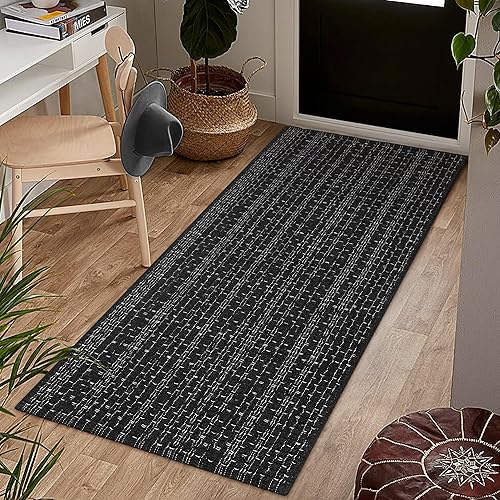 Miniatura 7 de Alfombra de pasillo lavable de estilo bohemio, alfombra de pasillo de baño lavable de 2 x 4.3 pies, alfombra de algodón tejida a mano reversible