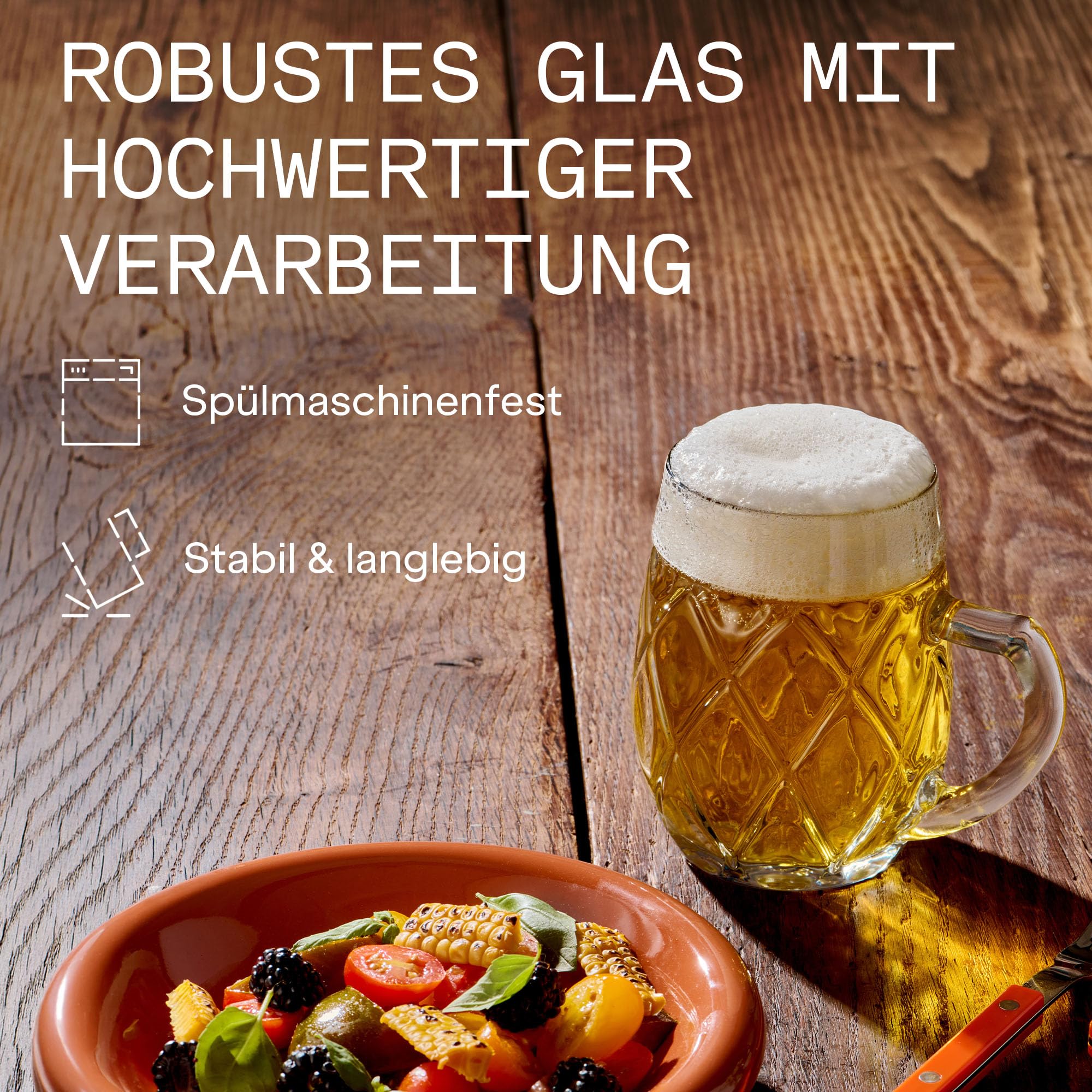 Oberglas Landsberg Bierkrug Soda-Lime-Glas 500 ml, 6er-Set