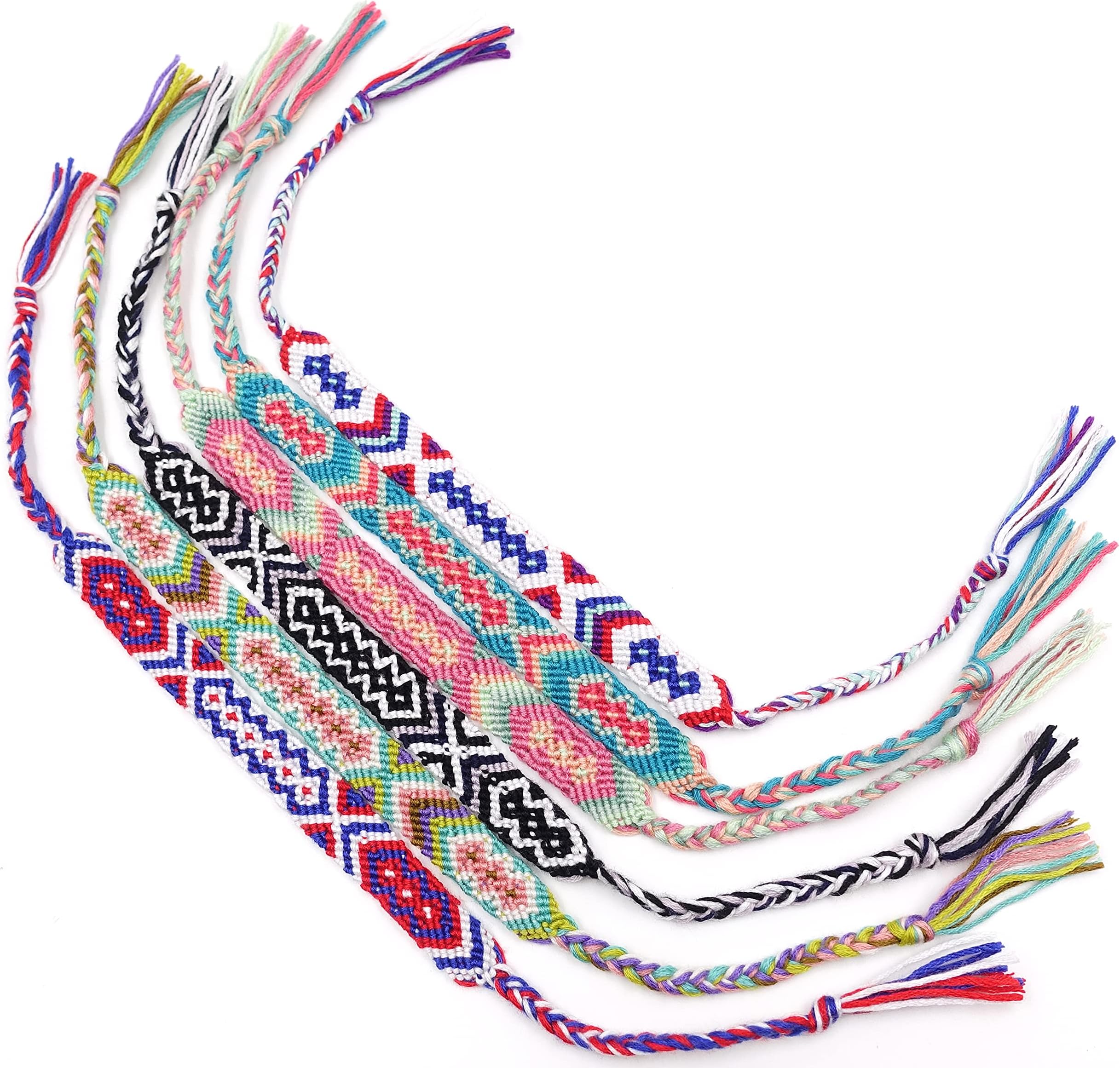 Friendship Handmade Cords 6PCS Multi Color Woven Braid Strand Braided Thread for Hair Ponytail Bracelet Anklet with Clear Rubber Bands by Tidawave