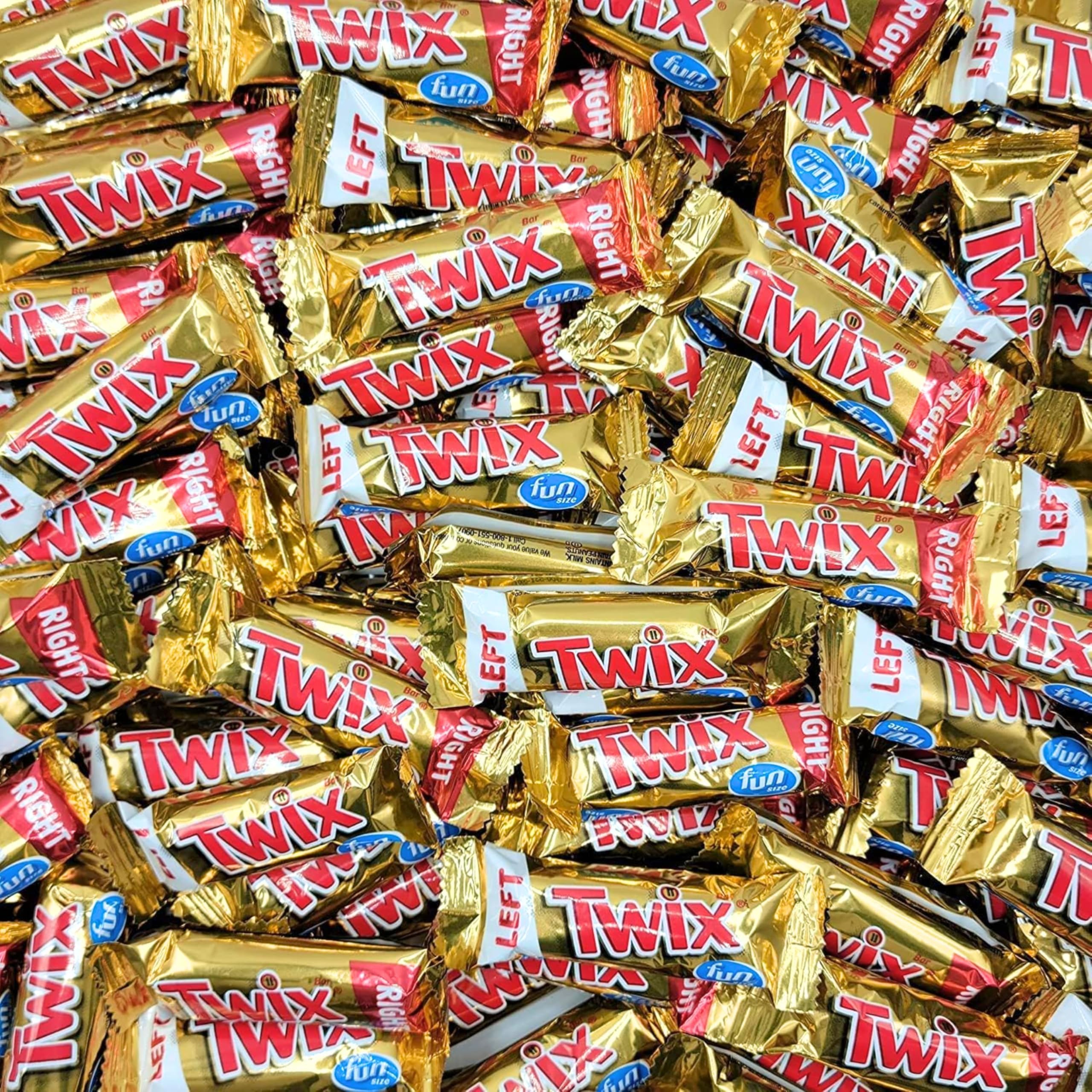Holiday Chocolates ASSORTIT X Twix Collab Individually Wrapped Fun Size Caramel Milk Chocolate Cookie Candy Bars Bulk 4 Lbs, 184+ Pcs Perfect For Trick Or Treat, Parties Right & Left Mix (64-Oz)
