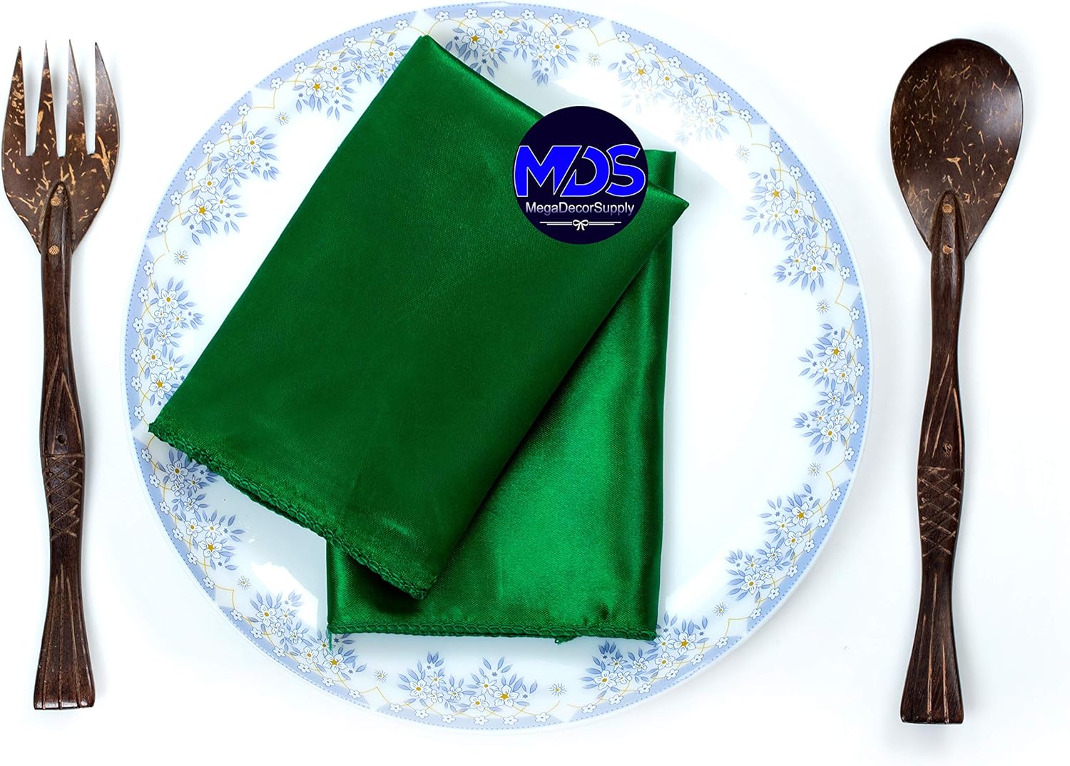 MDS Set of 100 PCS Satin Napkin 20x20 Inch Square, Dinner Table Napkins for Wedding, Bulk Silky Sateen Cloth Napkins for Restaurant Banquet Graduation Birthday Party Decoration - Green