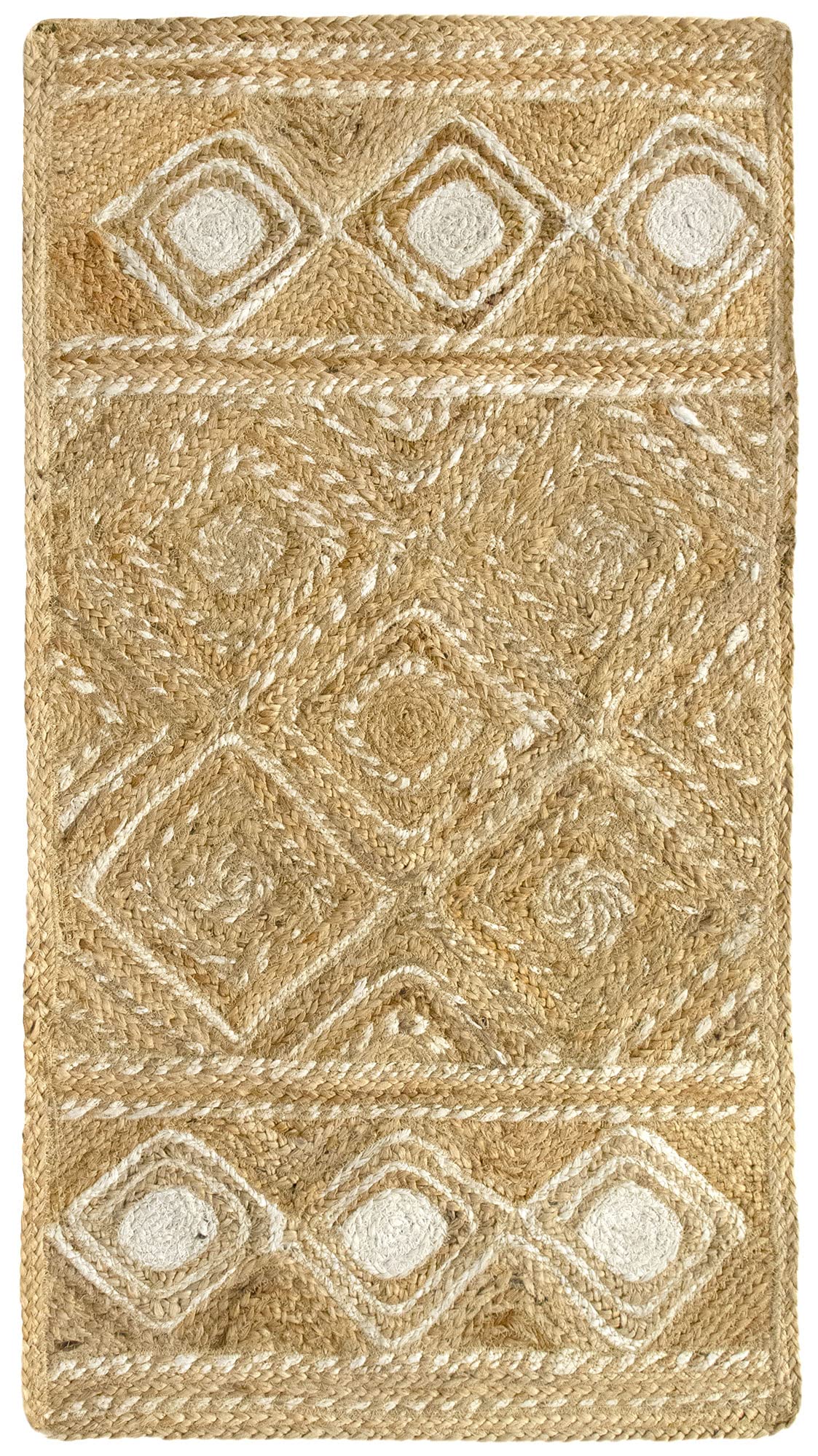 HAMID - Alfombra de Yute CIRA, 100% Fibra de Yute Natural, Alfombra Suave, Tejida a Mano, Alfombra de Salón, Comedor, Dormitorio, Pasillos, Entrada, (110x60cm)