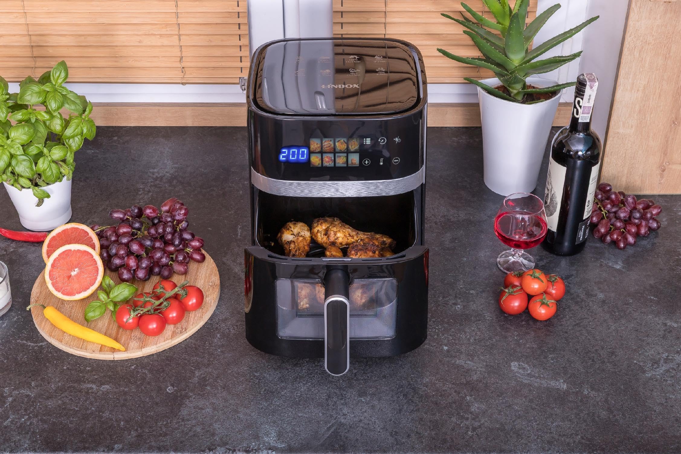 FRYTKOWNICA BEZTŁUSZCZOWA AIR FRYER LINBOX CZARNA