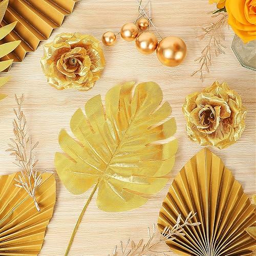 Miniatura 3 de 26 piezas de decoración de pastel de feliz cumpleaños, decoraciones doradas para tartas, hojas de palma, bolas para cupcakes, flores florales y