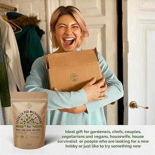 Miniatura 7 de Organo Republic Semillas de germinación de guisantes moteados y microgreens  Kit de semillas de reliquia, bolsa resellable de 8 onzas para cultivar