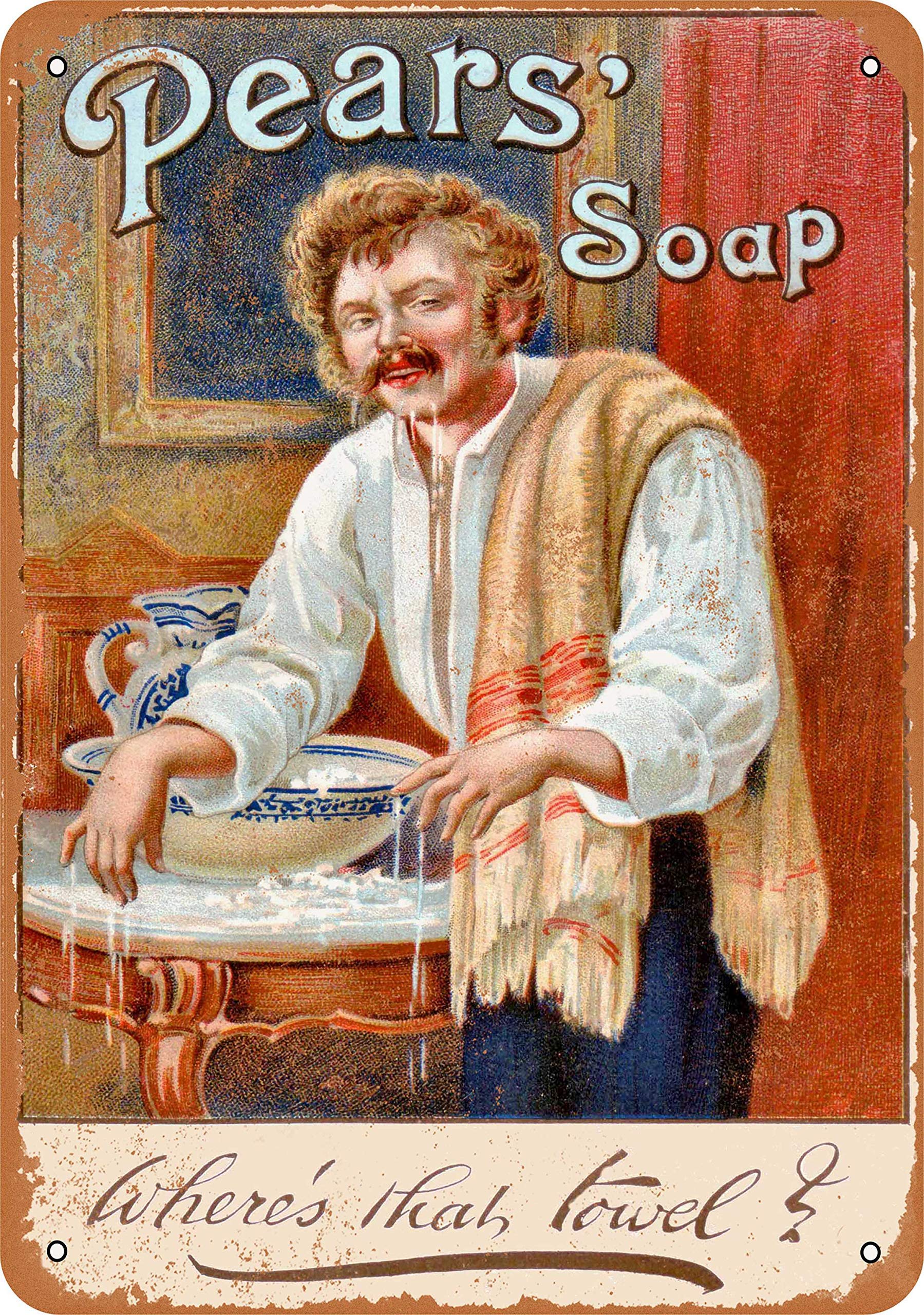 Vintage Collection tin Label 1888 Pear Soap 2 Vintage Metal Sign Gift Bedroom Retro Novelty Cafe Store Tin Signs 12x16inch