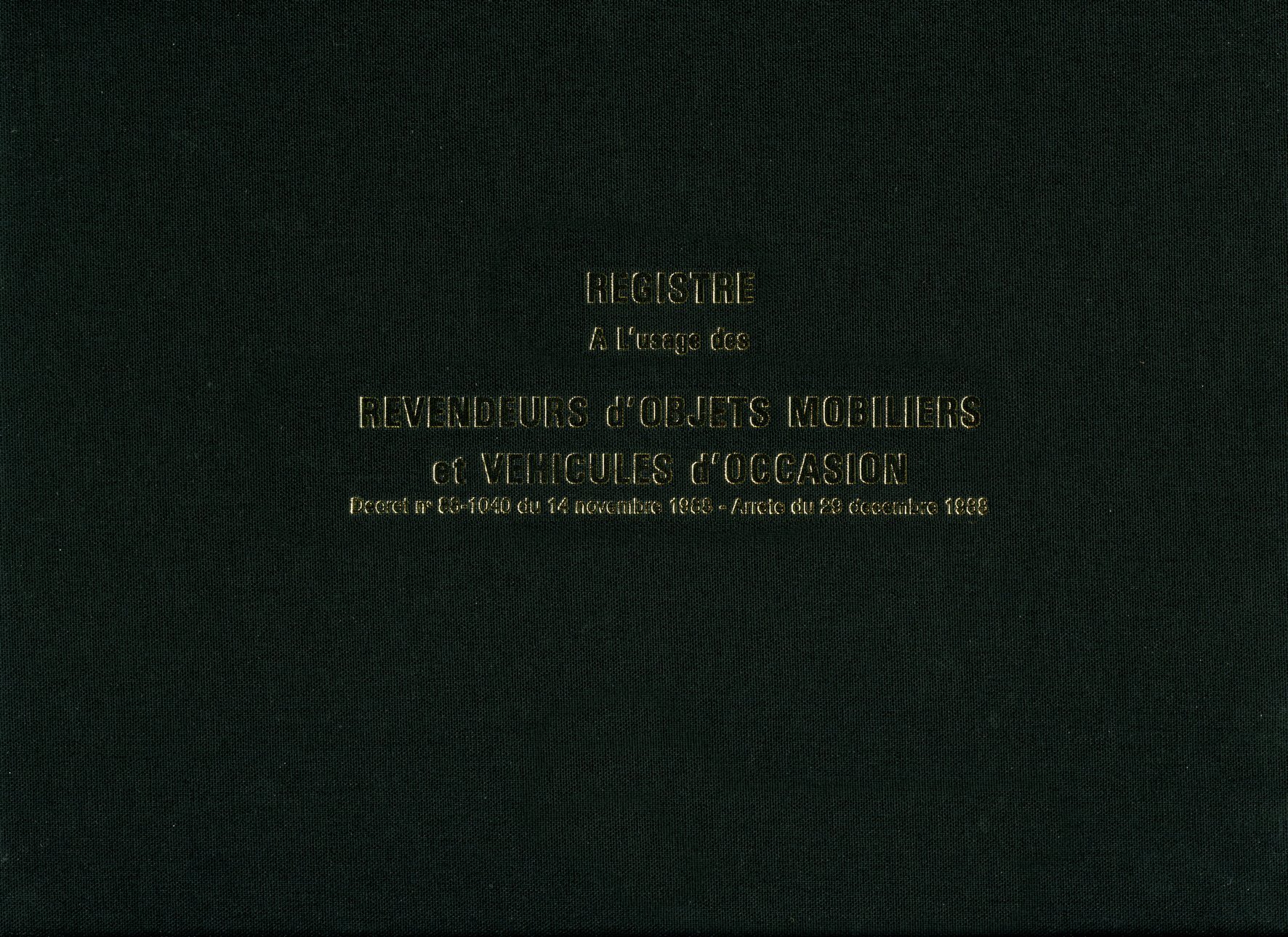 Lebon et Vernay Registre objet mobilier pour garagistes 100 pages Format 25x32cm Italienne Noir