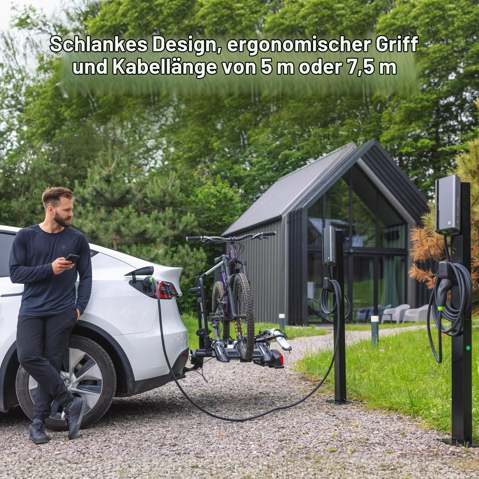 Green Cell GC HabuDen Wallbox 22kW 32A 7,5m Typ 2 Ladekabel Intelligente EV Ladestation mit RFID NFC GC App Bluetooth WiFi Kompatibel mit Allen e-Auto Zuhause Laden mit 22kW, 11kW, 7.2kW, 3.6kW
