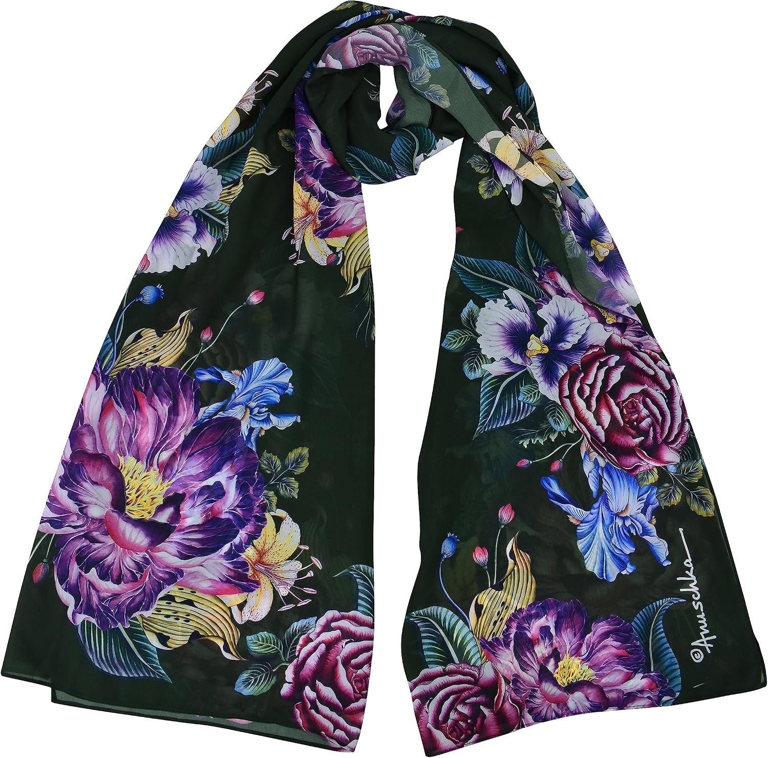 Anuschka Women's Original Printed Artwork Chiffon Scarf