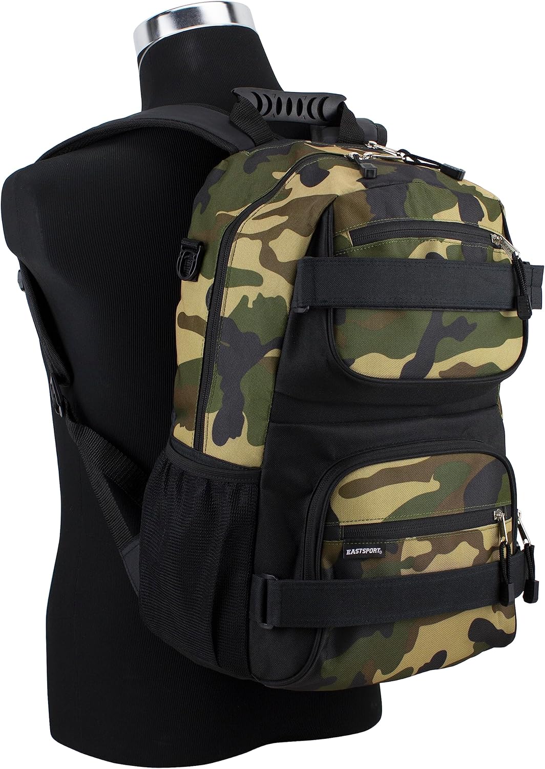 Eastsport Travel Skateboard Backpack Double Strap Laptop Bag Multi-Sport Design for Men and Women, Army Camo