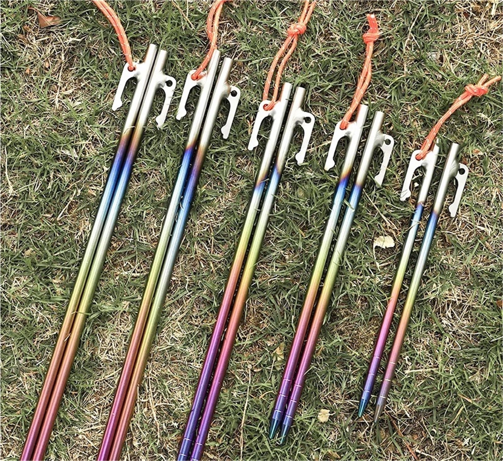 Śledzie do namiotów, Kolorowe śledzie do namiotów kempingowych ze stopu tytanu, gwoździe Conapy, 6 szt., wytrzymałe szpilki piknikowych(40cm 6pcs)