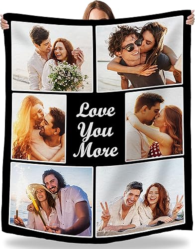 Manta personalizada con fotos, texto, fotos personalizadas, collage, regalos personalizados para él, su amante, aniversario, cumpleaños, regalos