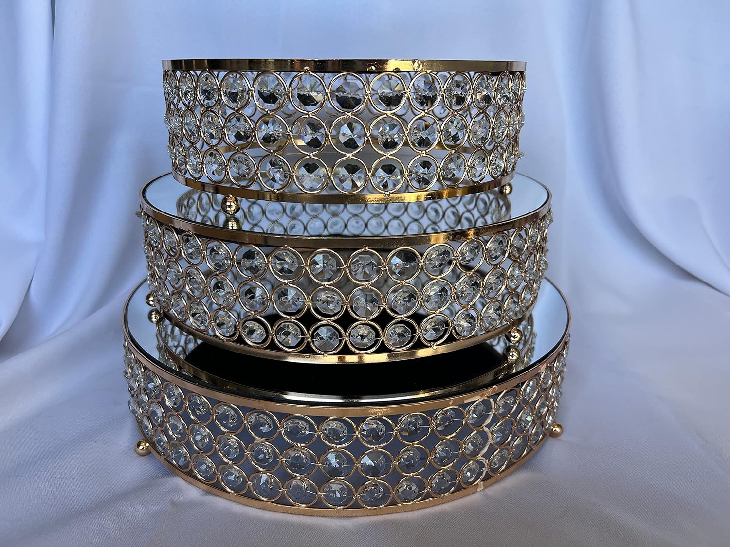 3Piece Round Metal Cake Stands for Dessert Table (Gold