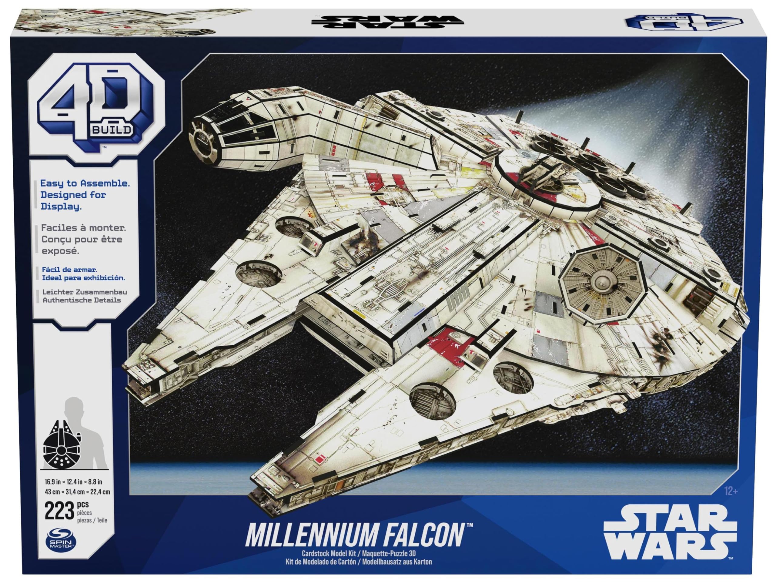 4D Build, kit di modellismo 3D Millennium Falcon di Star Wars Decorazione, Giocattoli da costruzione Kit di modellismo in cartoncino per adulti e ragazzi dai 12 anni in su