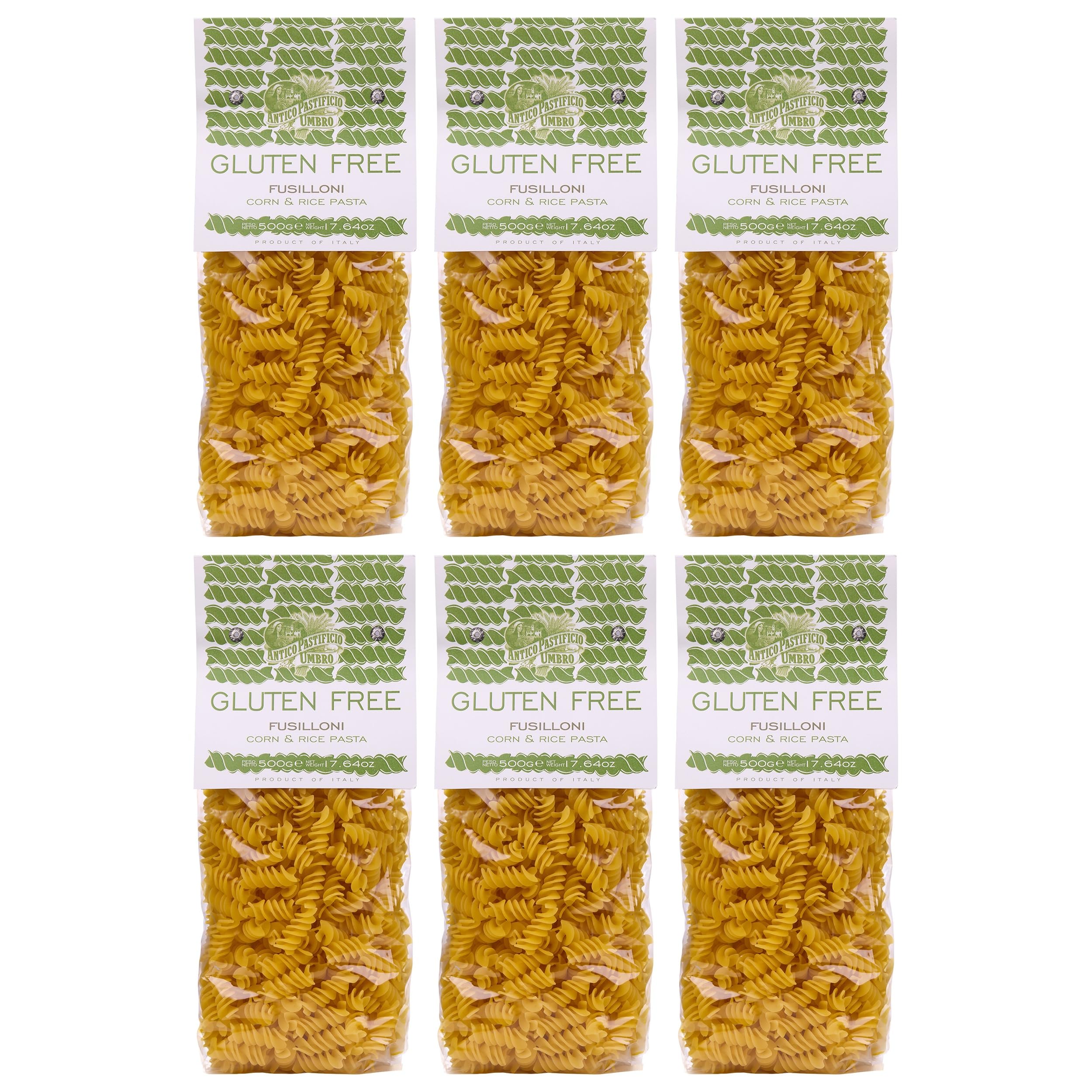 Antico Pastificio Umbro Glutenfreie Fusilloni aus Mais und Reis aus Italien inkl. FeinWert E-Book (6 x 500 g)