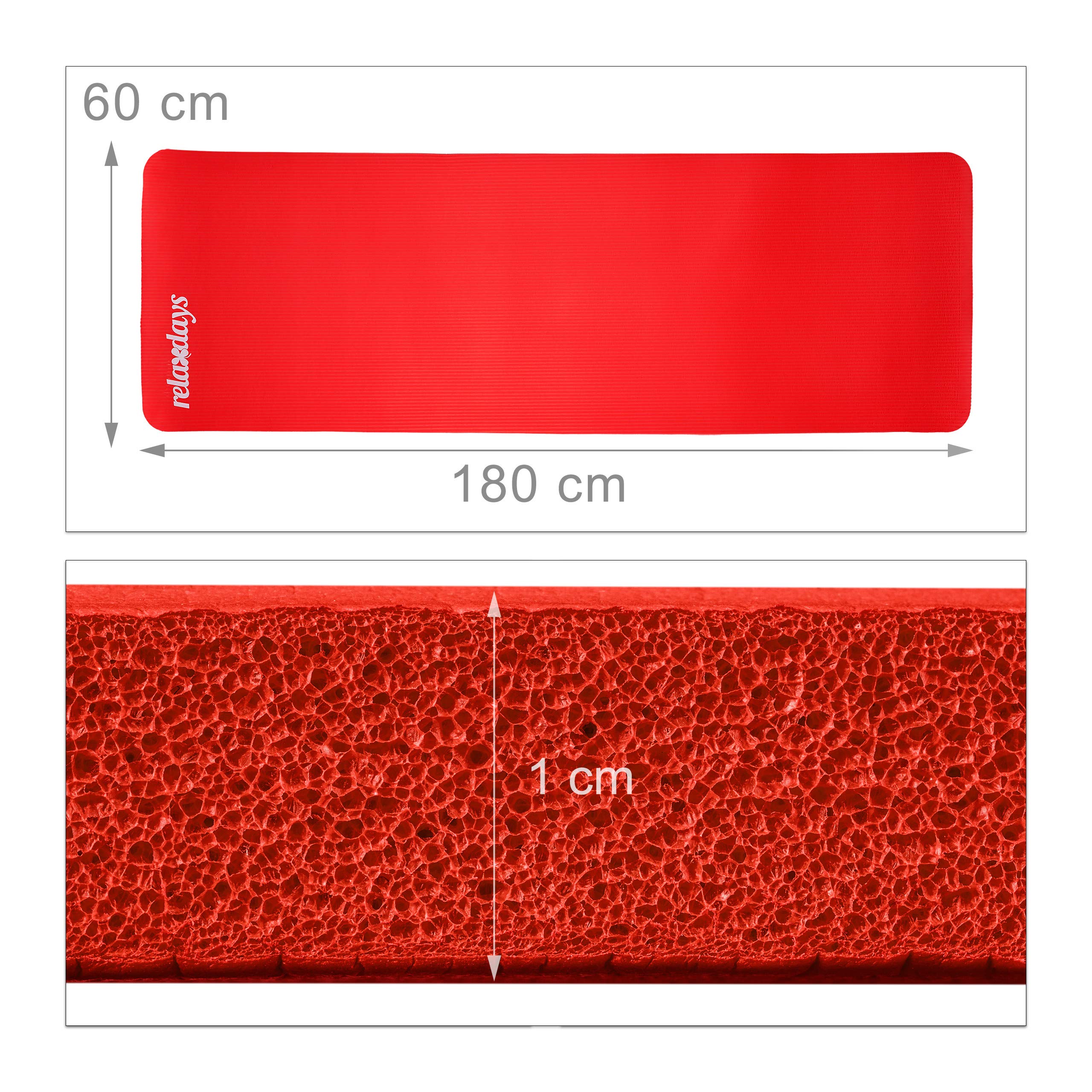 2 tappetini da yoga, spessore 1 cm, per pilates, fitness, delicati sulle articolazioni, con tracolla, tappetino da ginnastica, 60 x 180 cm, blu