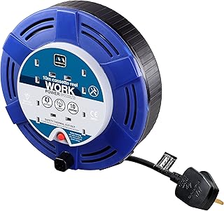 Masterplug MCT1010/4BL-MP Four Socket Cassette Reel Extension Lead, 10 Metres, Blue