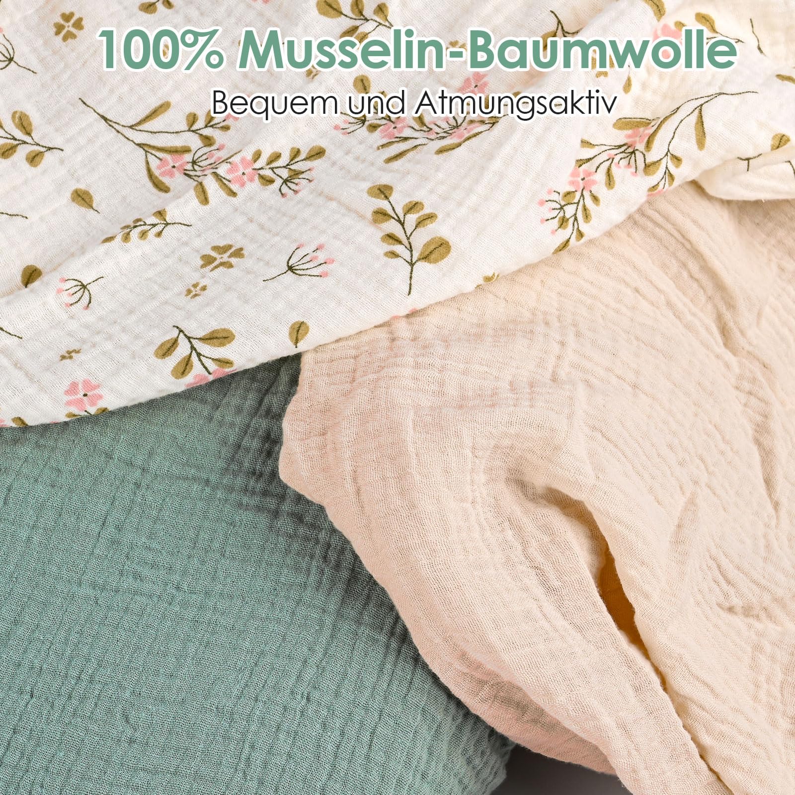 3 Stück Baby-Bettlaken, 83 × 43 cm, Universelle Spannbettlaken für Kinderwagen, 100% Musselin-Baumwolle, Baby Spannbettlaken, Reisebett Spannlaken Beistellbett Leintücher (Rosa Blume)
