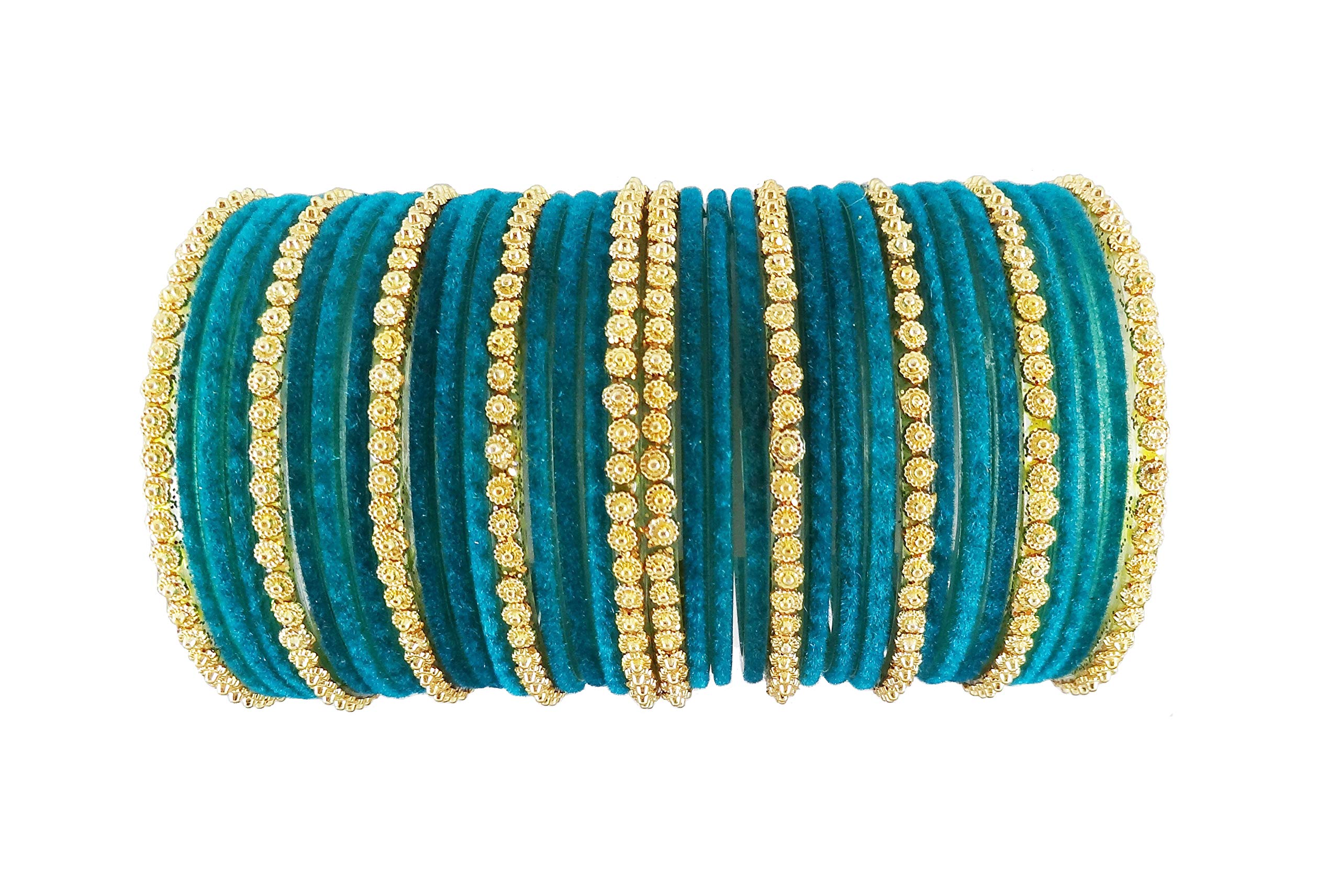 Guddan Sea Green & Golden Glass Velvet Bangle Set (34 Bangles) (B07PXYYKPW) Amazon Price History, Amazon Price Tracker