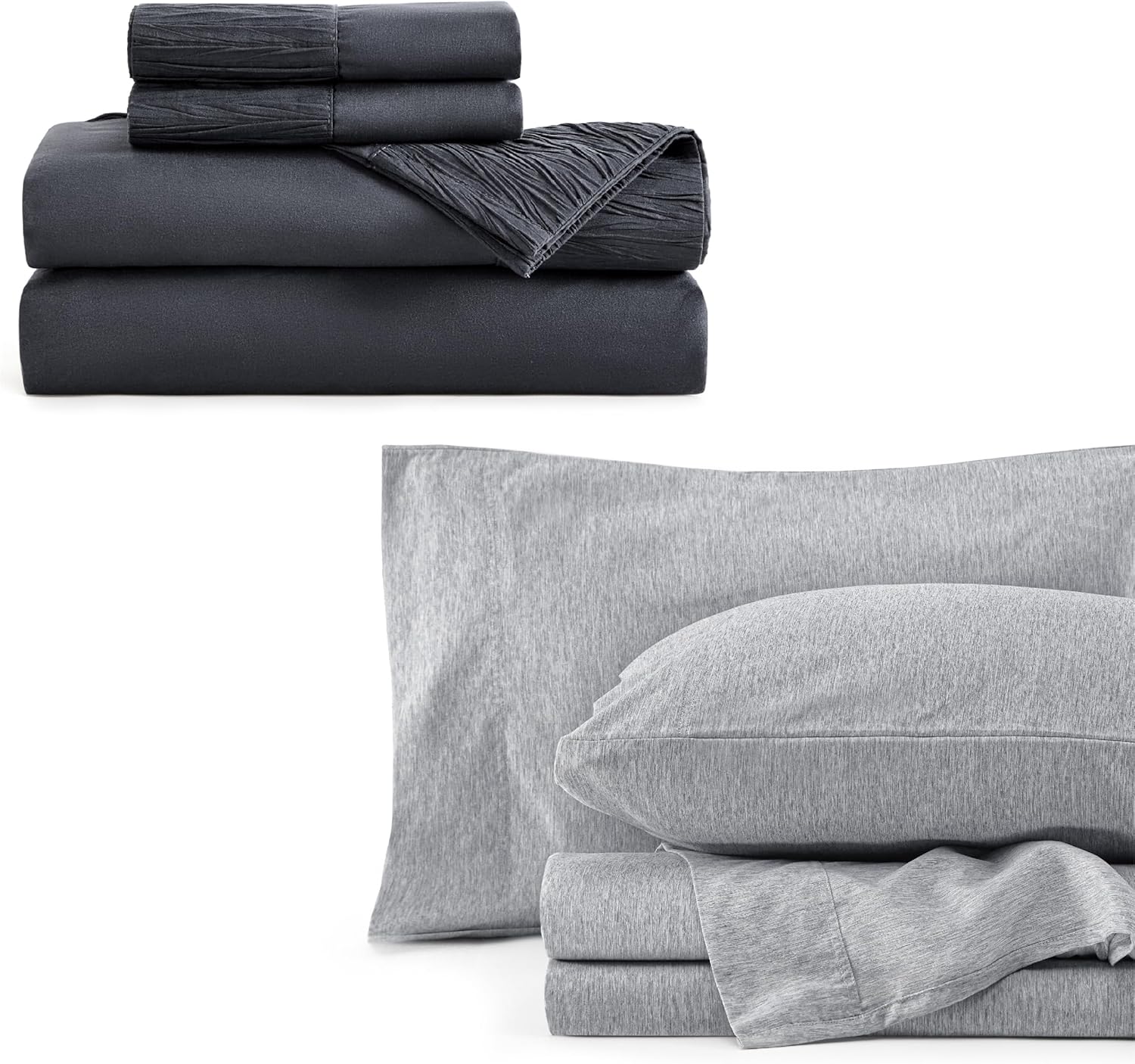 Bedsure Queen Sheet Set Grey Bundle Deep Pocket Queen Size