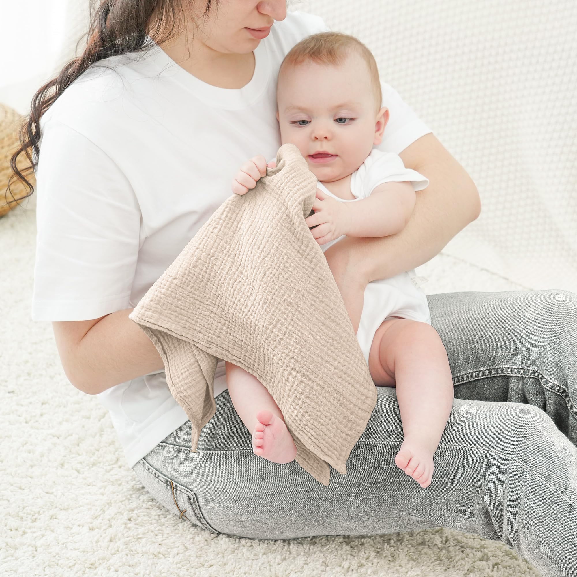 bearmoss Pannolini in cotone per neonati, assorbenti traspiranti per neonati, pelli sensibili, unisex, per neonati e ragazzi, set di 10 pezzi, 60 x 60 cm, colore: Albicocca)