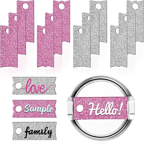 Placa de identificación para vasos Stanley de 40 onzas, 12 unidades de placa de identificación acrílica personalizada en blanco compatible con