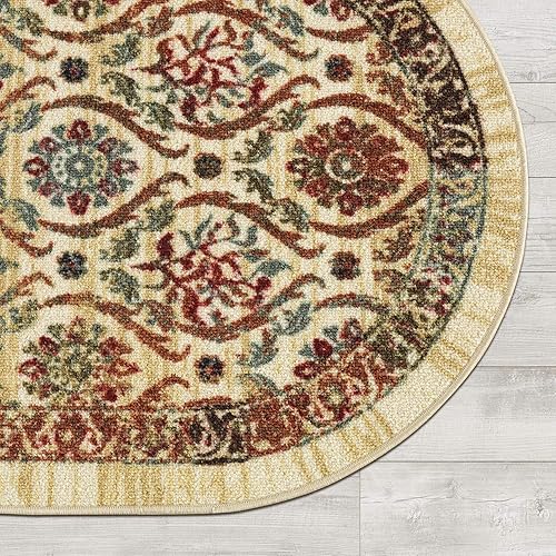 Miniatura 111 de Antep Rugs - Alfombras antideslizantes (antideslizante) 4 x 6 con parte trasera de goma floral geométrica de bajo perfil para interiores