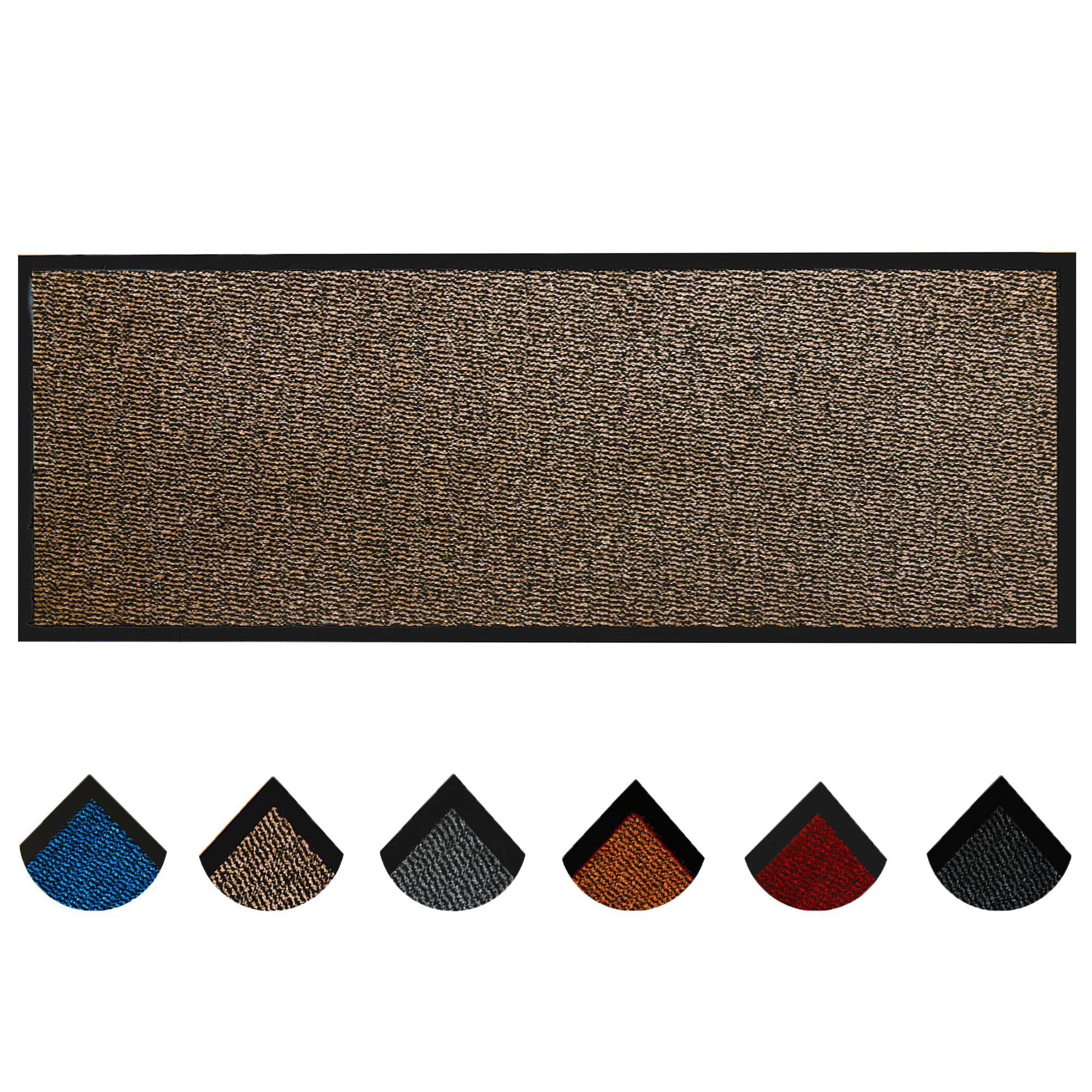 Homatz Hallway Runner Rug Heavy Duty Non-Slip Rubber Back, Brown 90x200cm Long Carpet Runner - Dirt Trapper, Water Absorbent Runner Mat, Washable Rug, Carpet for Hallway Kitchen Living Room