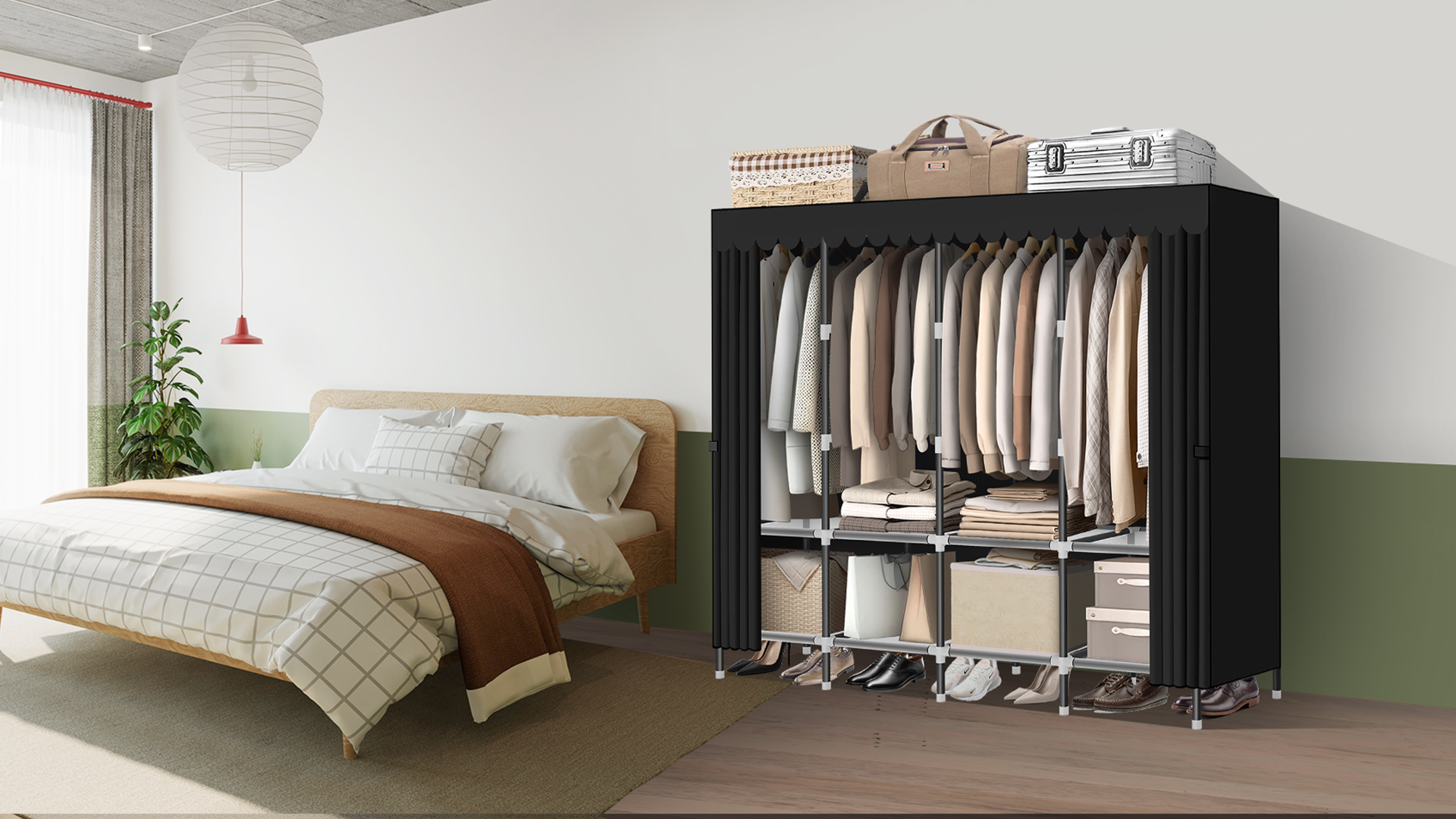 Amazon.com: LOKEME Wardrobe Closet，Black Portable Closet