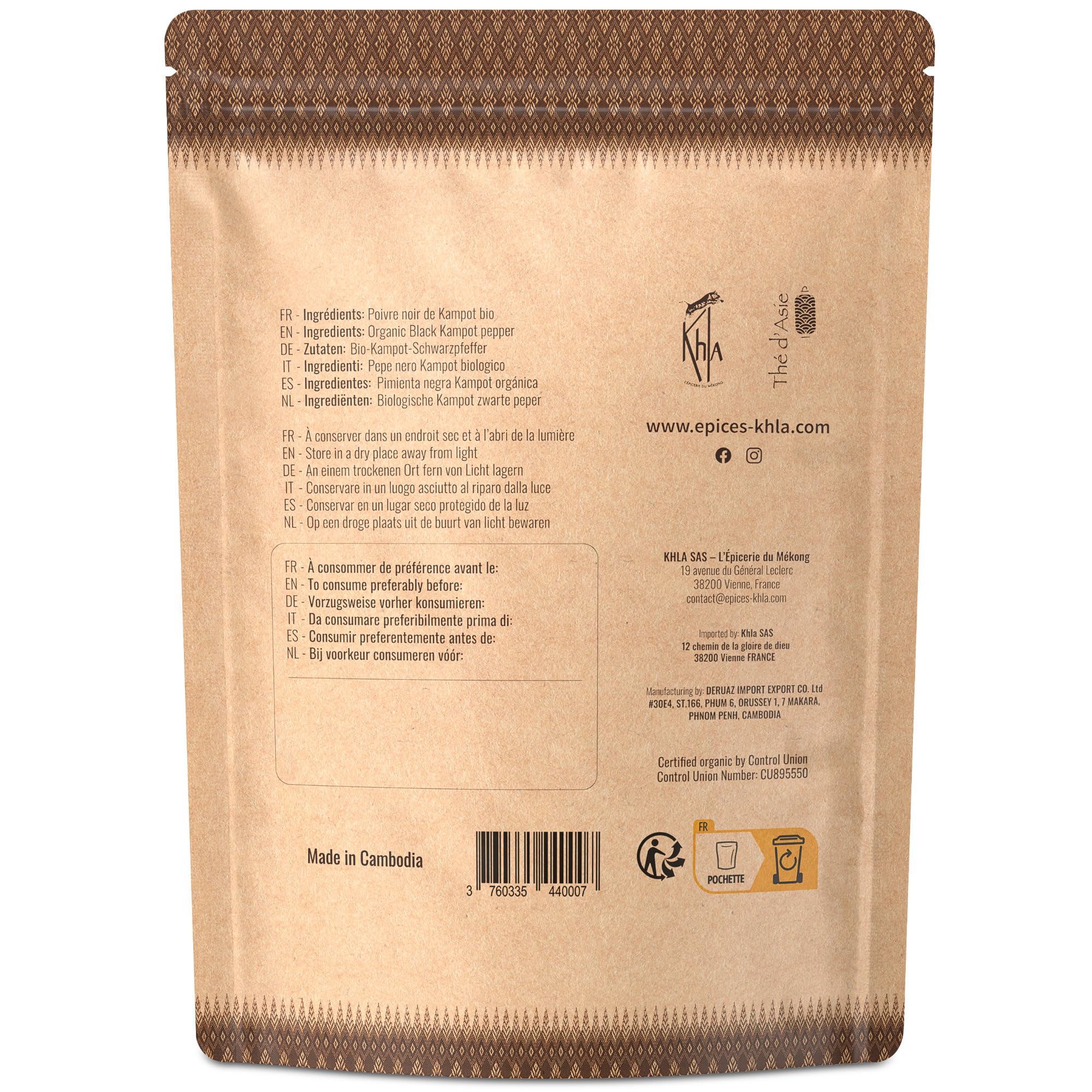 Khla - Poivre Noir de Kampot Certifié Bio 4 kg - Sachet Poivre en Grains Biologique - Grand Cru, Rare & Délicat - Ingrédient Cuisine Épice - Production Limitée - Direct Producteur - Origine Cambodge