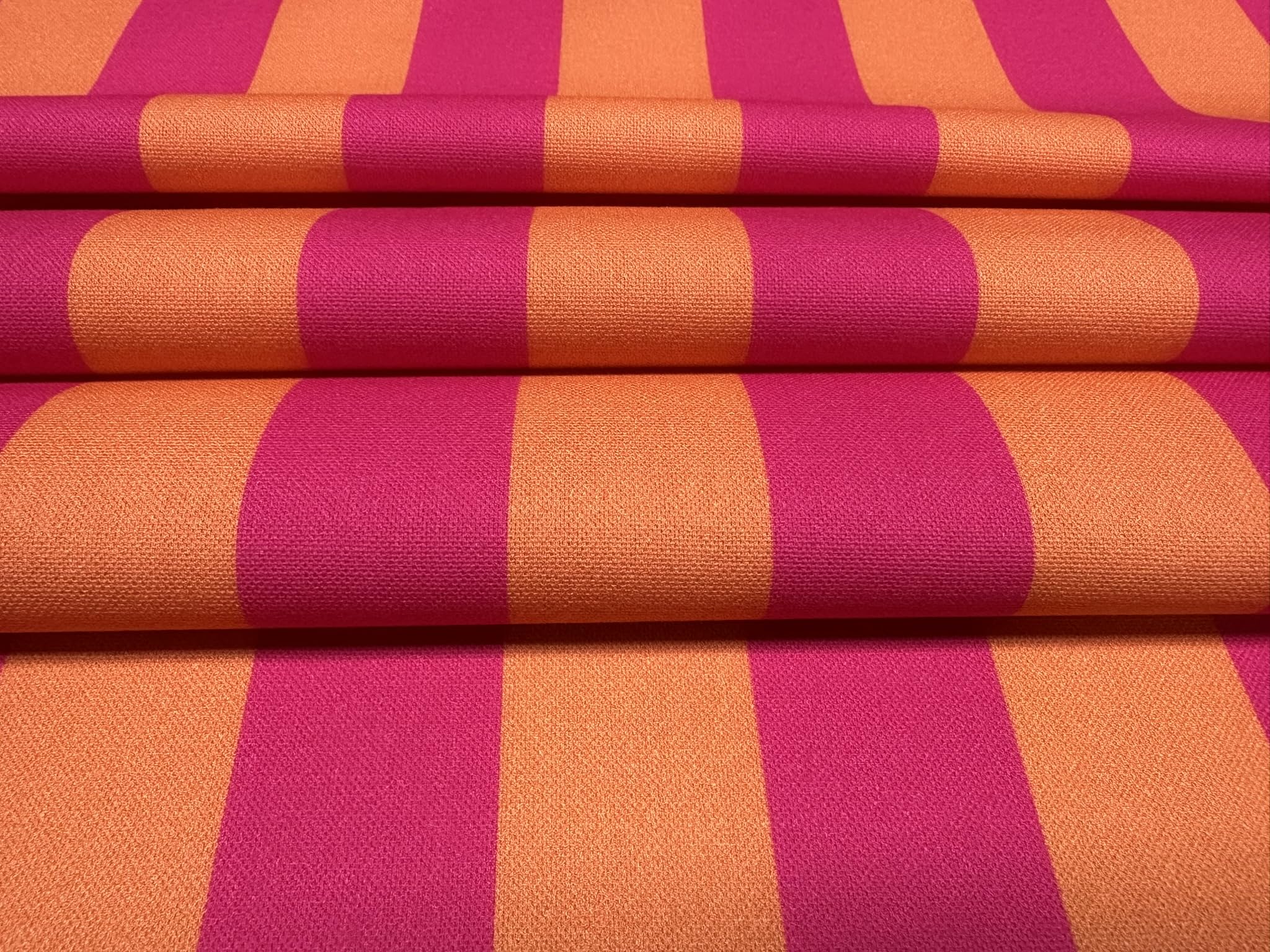 Tessuto con stampa digitale Joy a righe e quadri, per arredamento, decorazione per la casa, tende, tappezzeria, cuscini, materiale per sartoria, larghezza 140 cm, rosa e arancione (2 metri, a strisce)