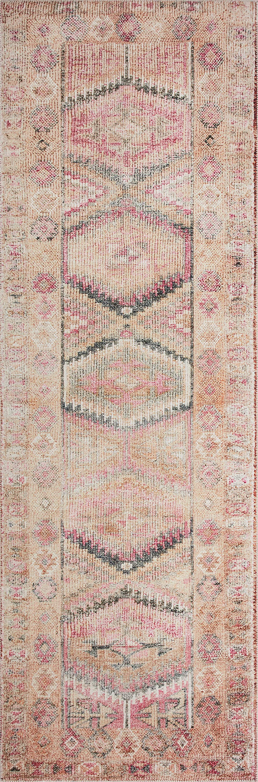 Loloi II Layla Collection LAY-17 Pink / Lagoon, Traditional 2'-6" x 7'-6" Runner