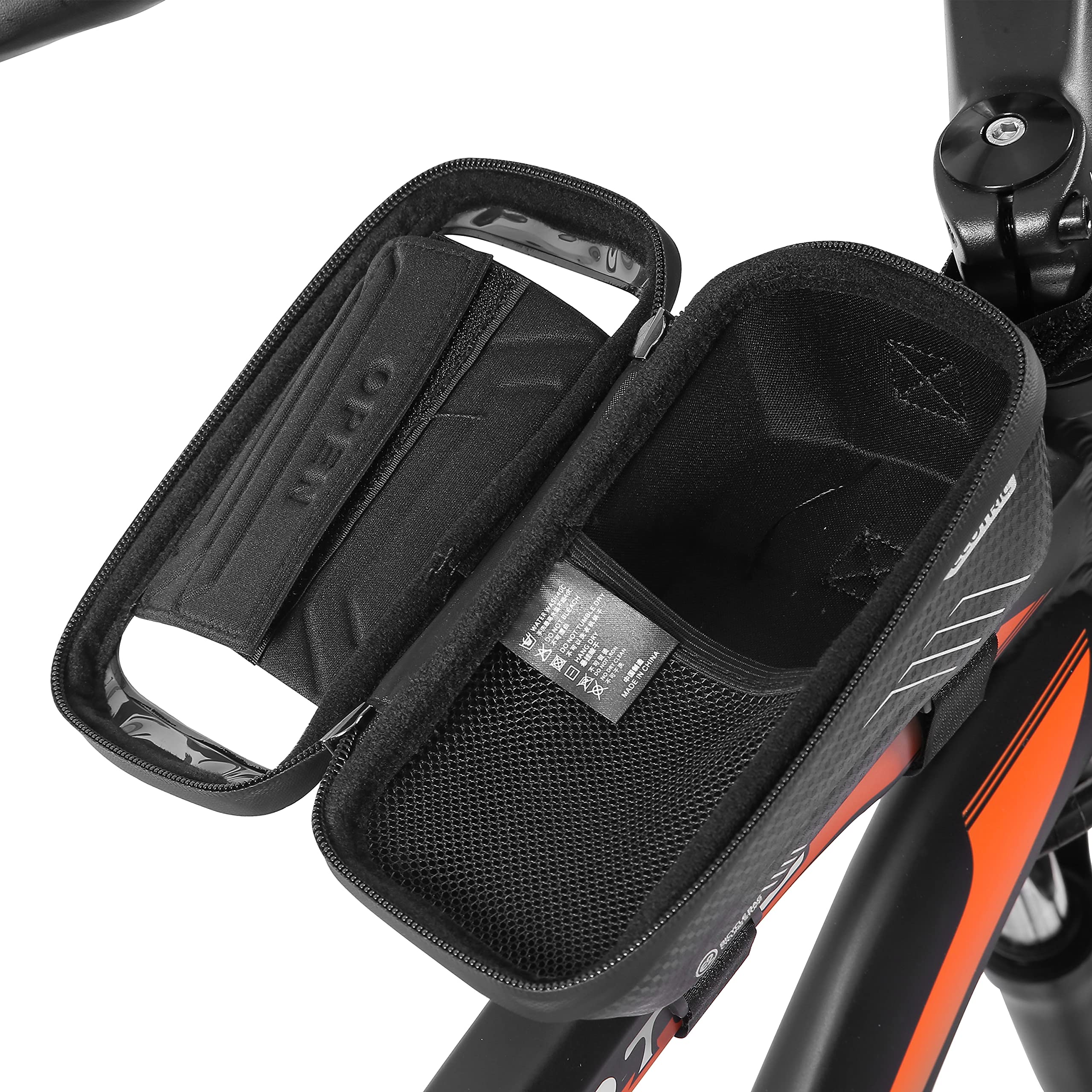 ECOTRIC Bike Phone Front Frame Bag Bicycle Top Tube Cycling Phone Mount Pack For Cellphones under 6.5