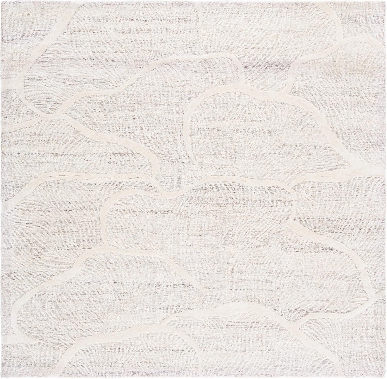 Safavieh Pine Collection Area Rug - 6' Square, Beige/Ivory, Geometric Design, Ideal for High Traffic Areas in Living Room, Bedroom, Dining (PNE402B)