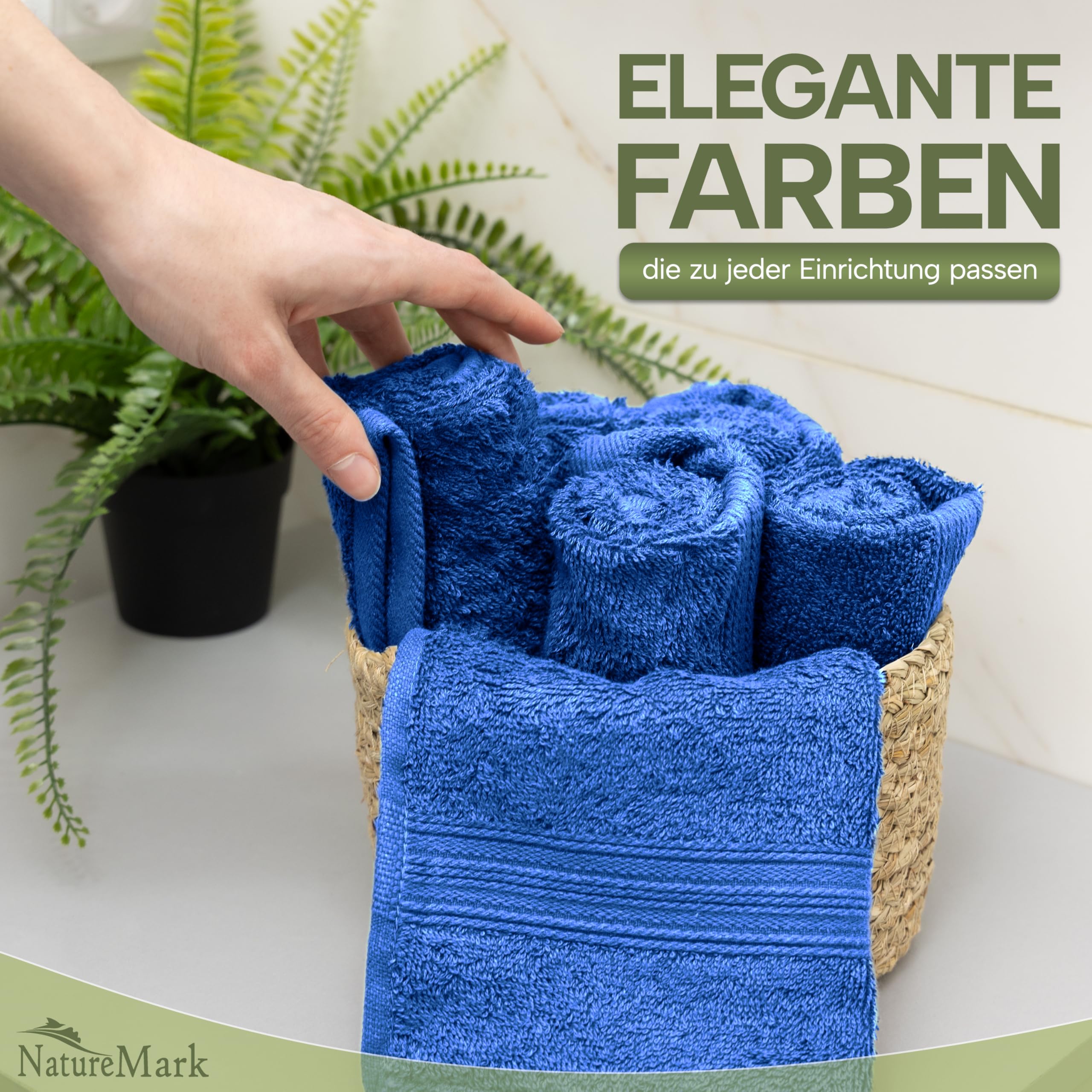 12 Serviettes Invités 30x50 Cm - 100% Coton 500g/m², Oeko-Tex, Vert Foncé, Absorbantes Et Douces